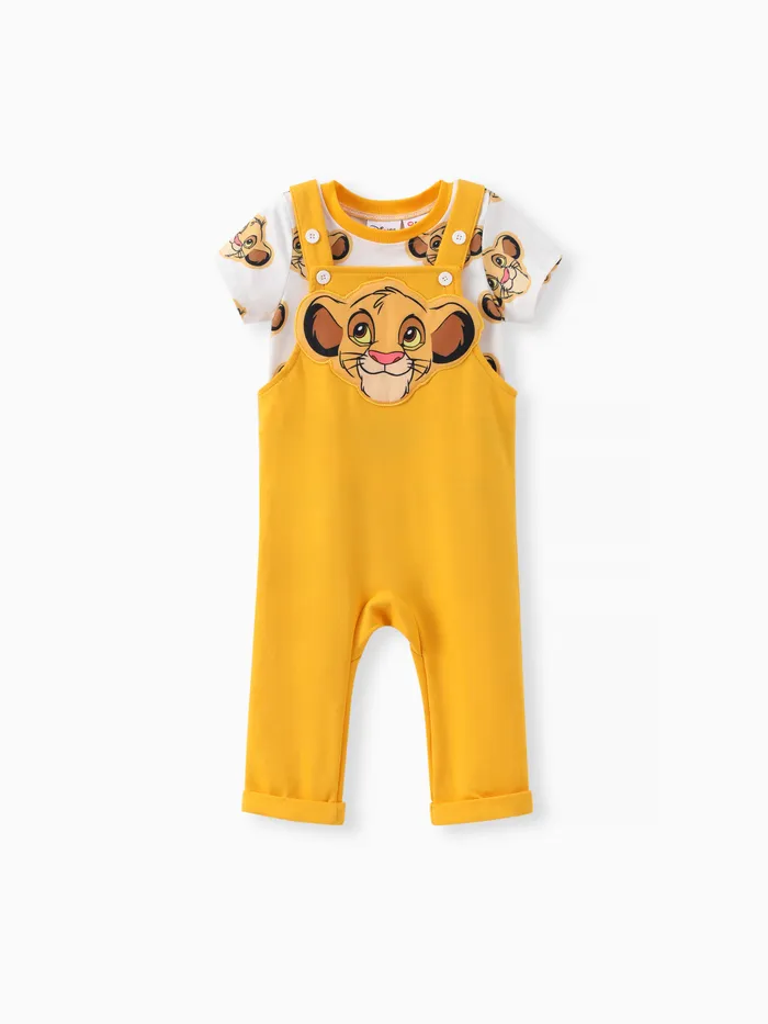 Disney Lion King Baby Boys / Girls Simba 2pcs Naia™ Bordado Personagem Print Tee com Conjunto de macacões