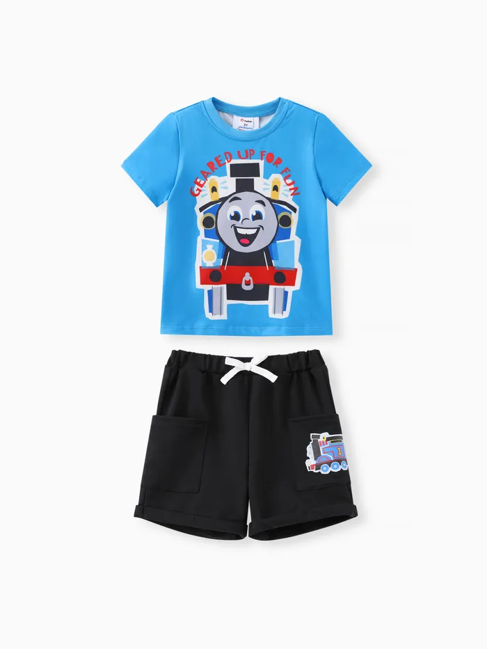 Thomas & Friends Ensemble de 2 t-shirts à imprimé de personnages pour tout-petits garçons avec shorts