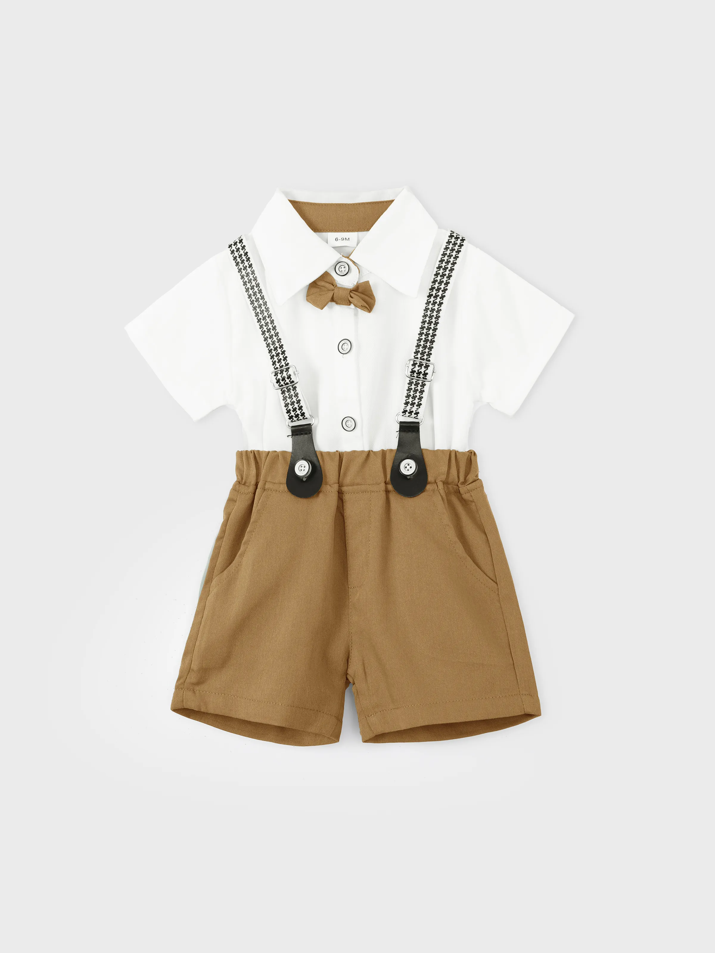 

Baby Boy Party Gentle Bow Tie Shirt and Suspender Shorts Set