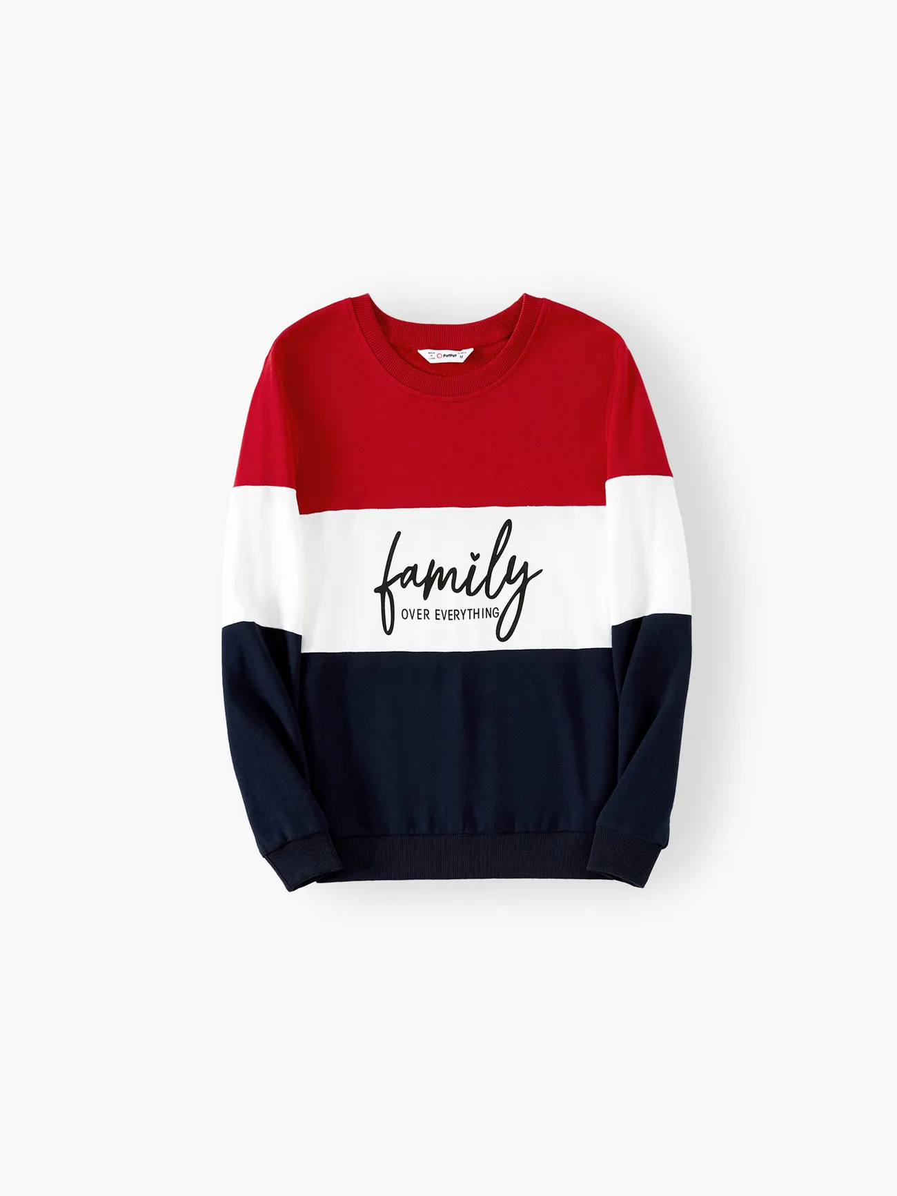 

Family Matching Colorblock Letter Print Crew neck Long-sleeve Sweatshirts