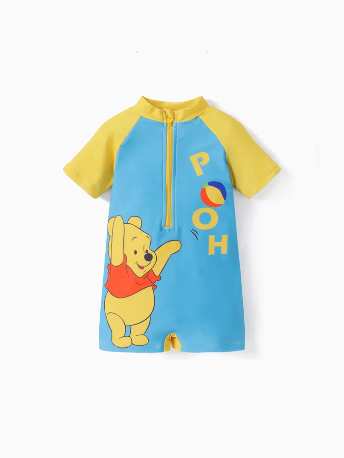 Disney Winnie the Pooh Baby Girl/Boy Personagem Print Zip Front One Piece Maiô