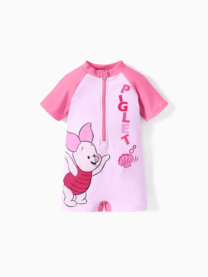 Disney Winnie the Pooh Baby Girl/Boy Personagem Print Zip Front One Piece Maiô