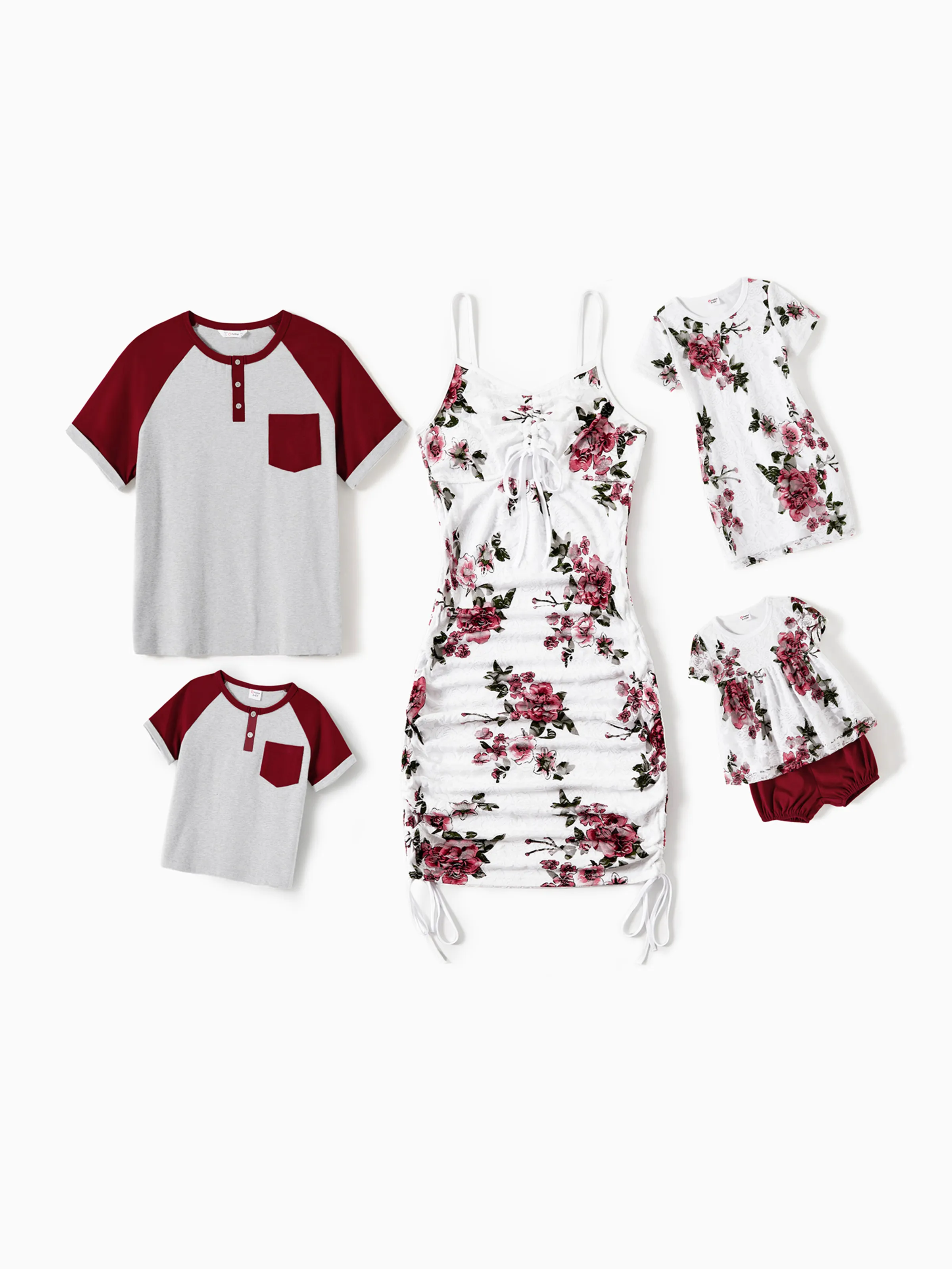 Familien-Looks Große Blume Tanktop Familien-Outfits Sets