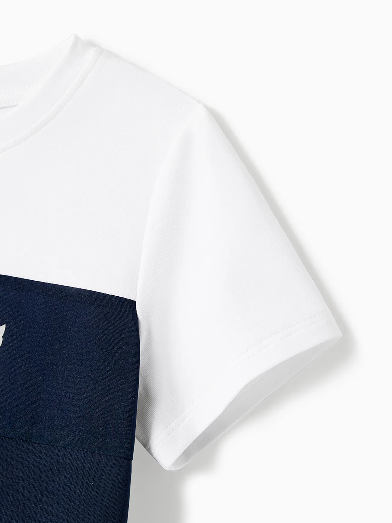 Boy - Family Matching Allover Feather Print Belted Cami Dresses and Short-sleeve Spliced Tee Sets - Tibetanbluewhite - image 17