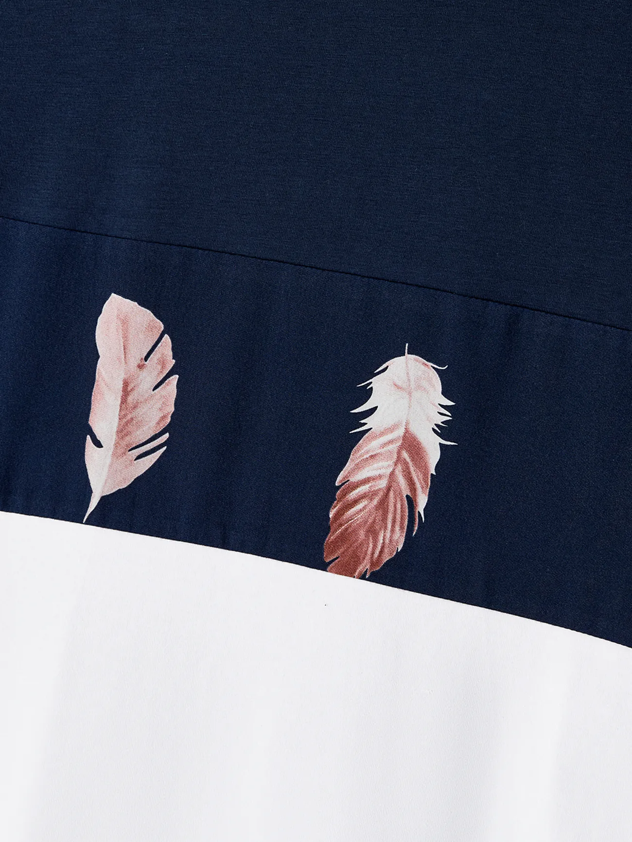 Men - Family Matching Allover Feather Print Belted Cami Dresses and Short-sleeve Spliced Tee Sets - Tibetanbluewhite - image 22