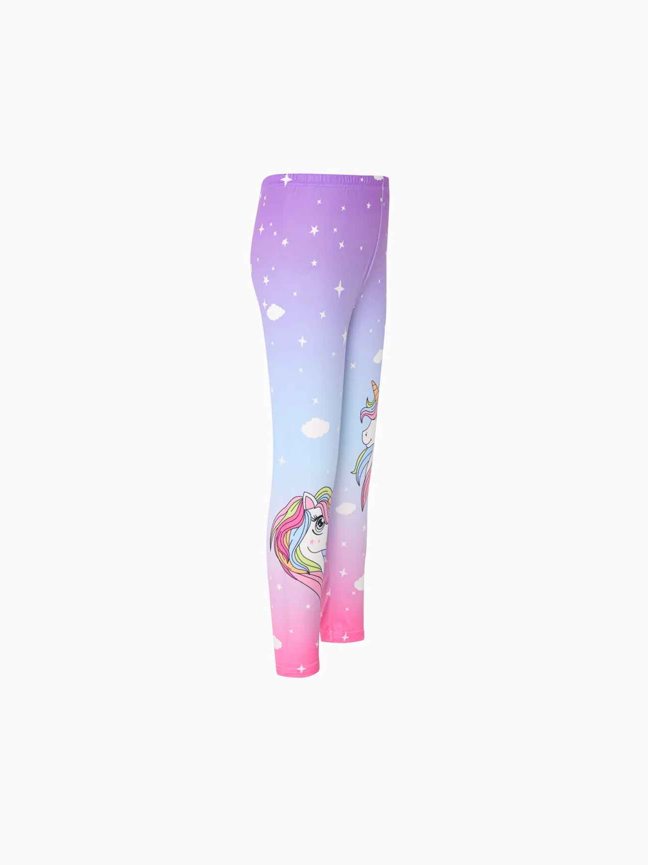 Multi-color - Kid Girl Unicorn Print Colorblock Elasticized Leggings - image 4