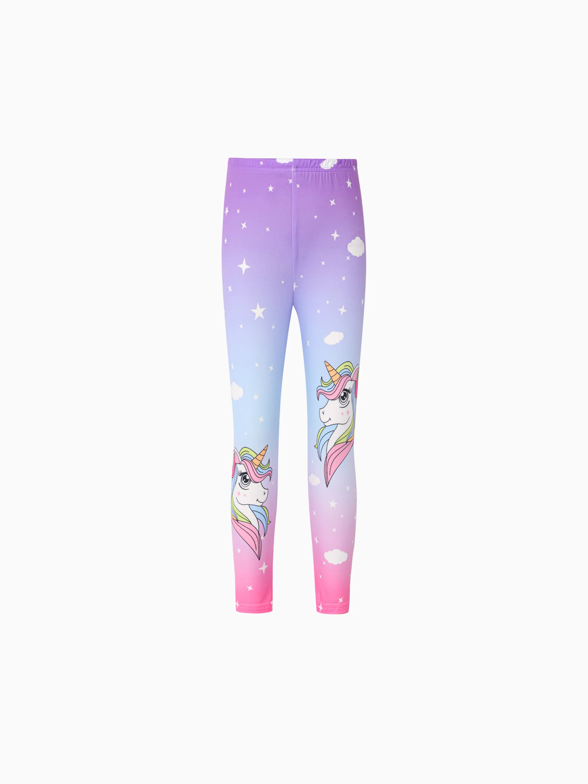 

Kid Girl Unicorn Print Colorblock Elasticized Leggings