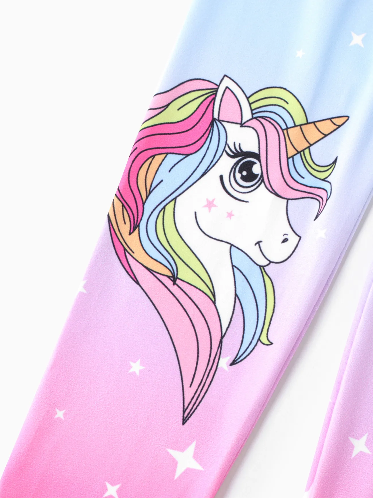 Multi-color - Kid Girl Unicorn Print Colorblock Elasticized Leggings - image 6