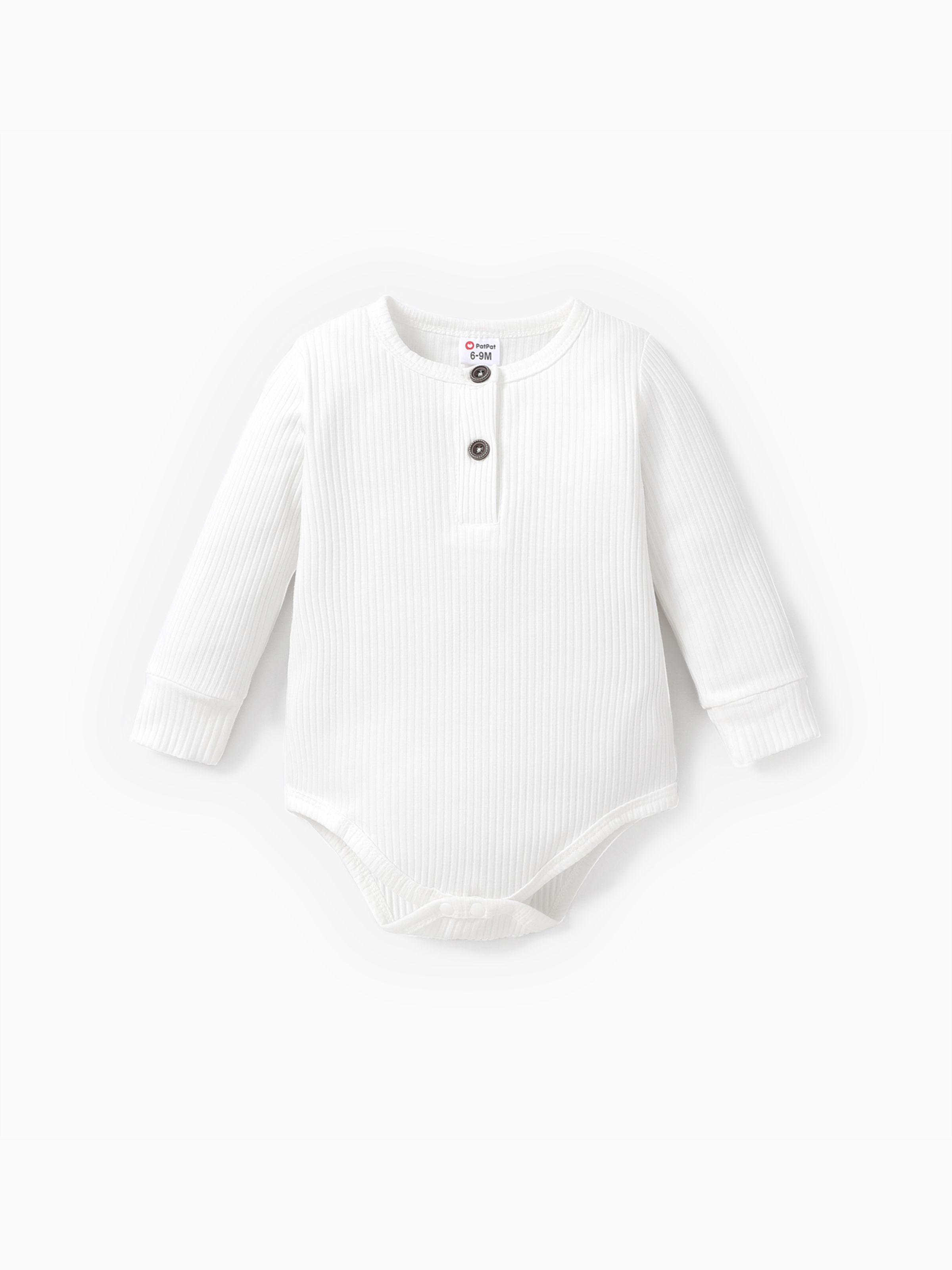 

Baby Boy/Girl 95% Cotton Ribbed Long-sleeve Button Up Romper
