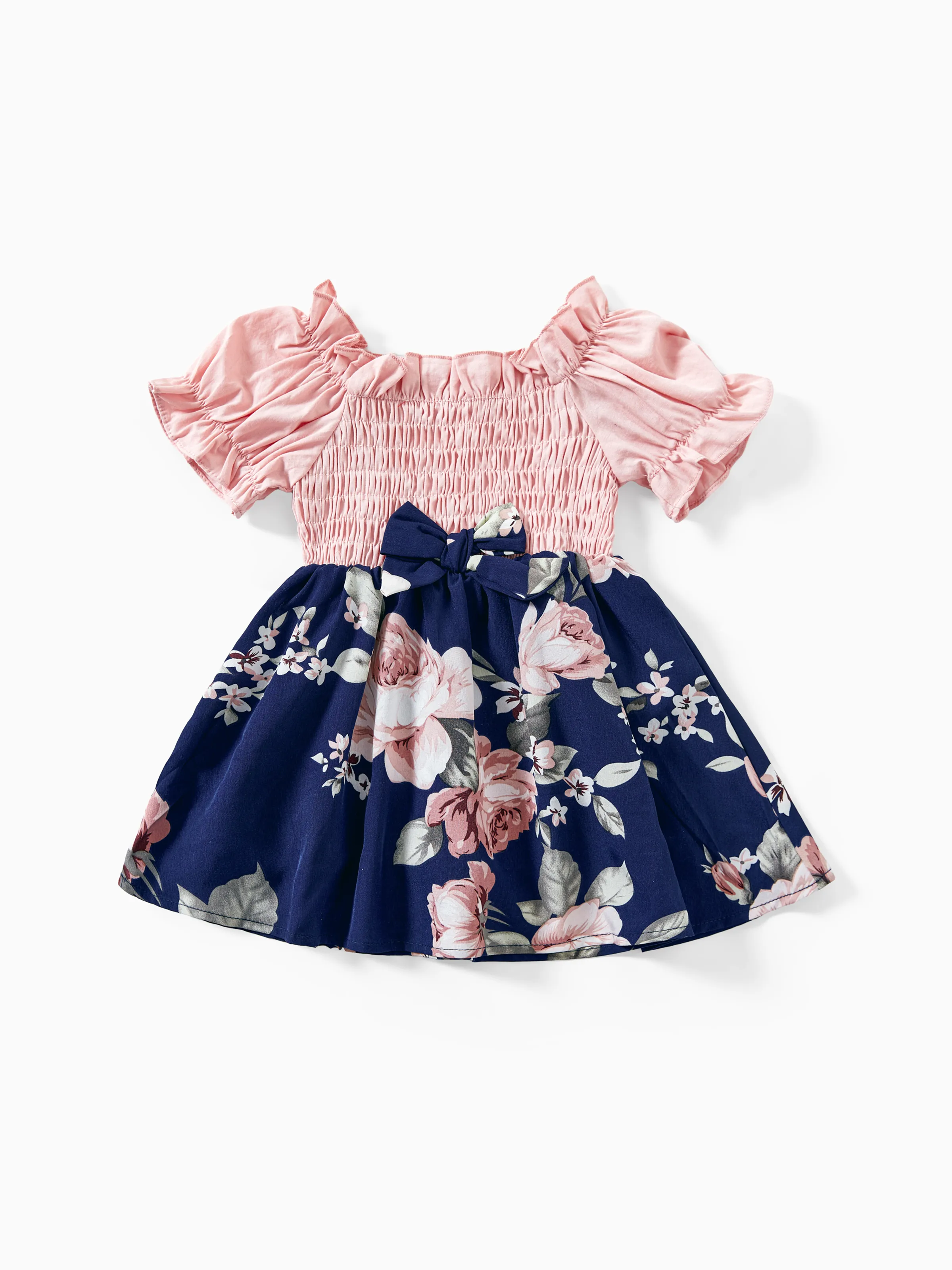 

Mommy and Me Shirred Bodice Puff Sleeve Floral Dresses