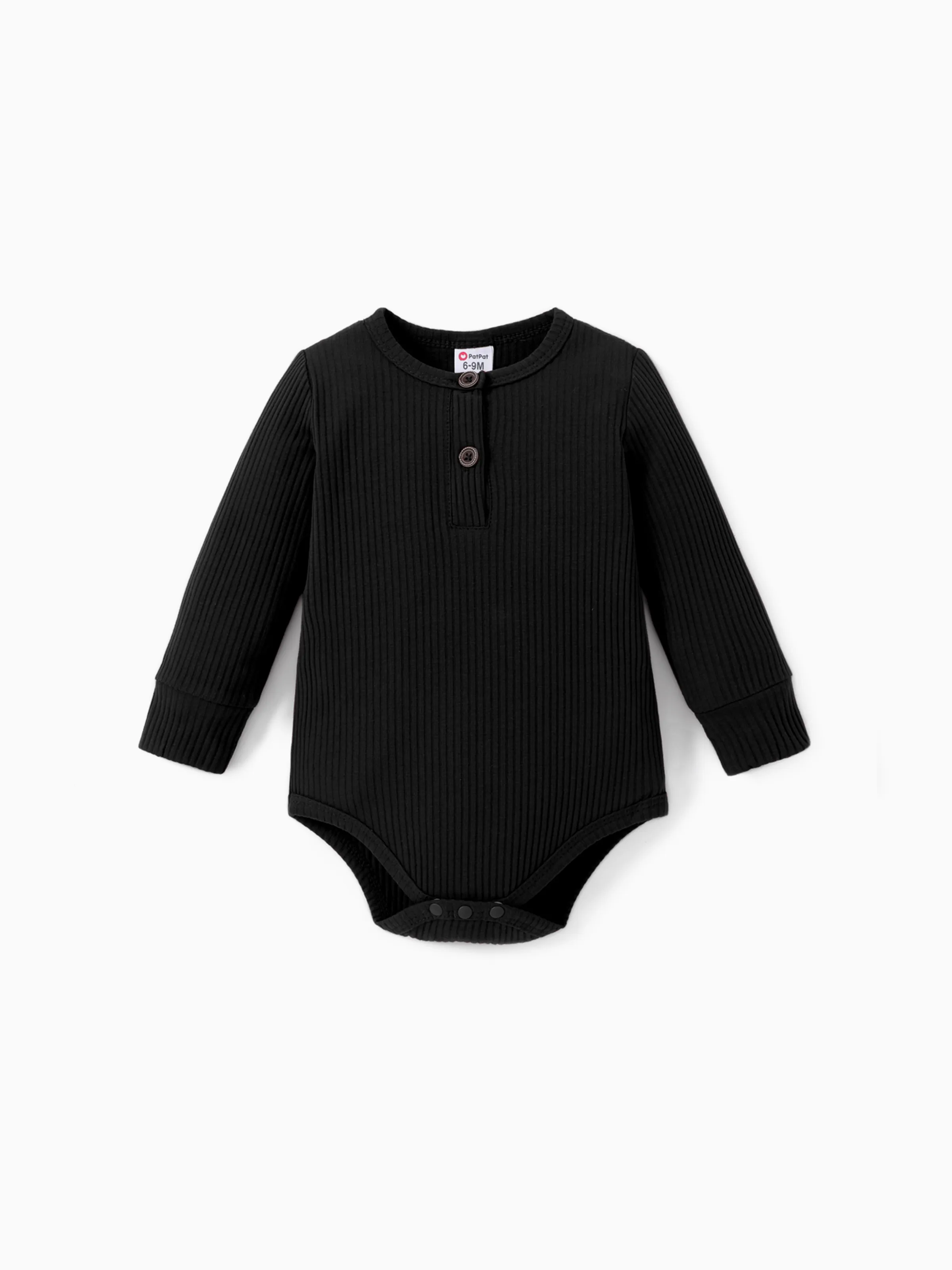 

Baby Boy/Girl 95% Cotton Ribbed Long-sleeve Button Up Romper