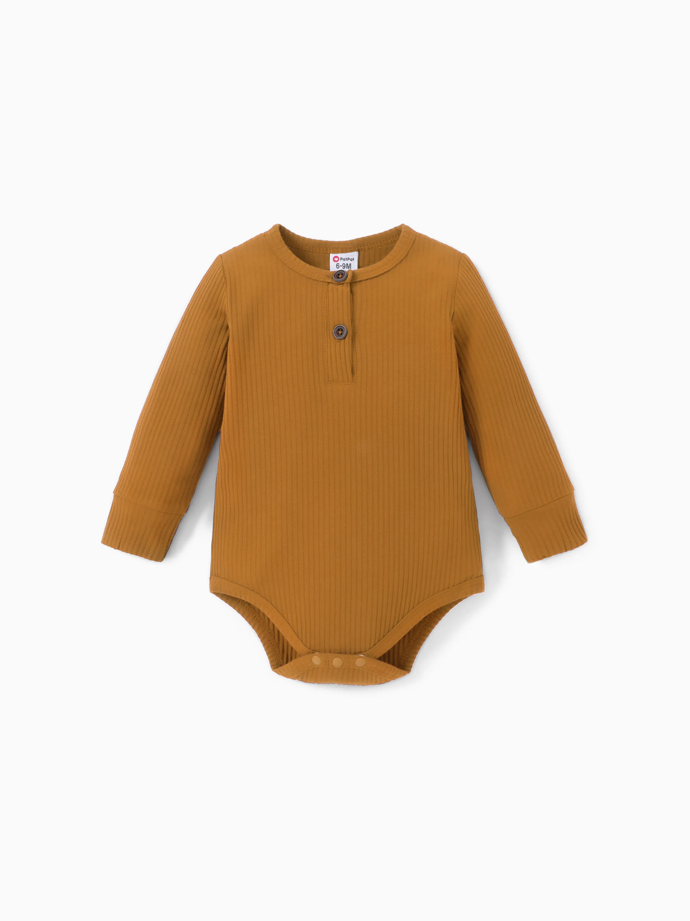 

Baby Boy/Girl 95% Cotton Ribbed Long-sleeve Button Up Romper