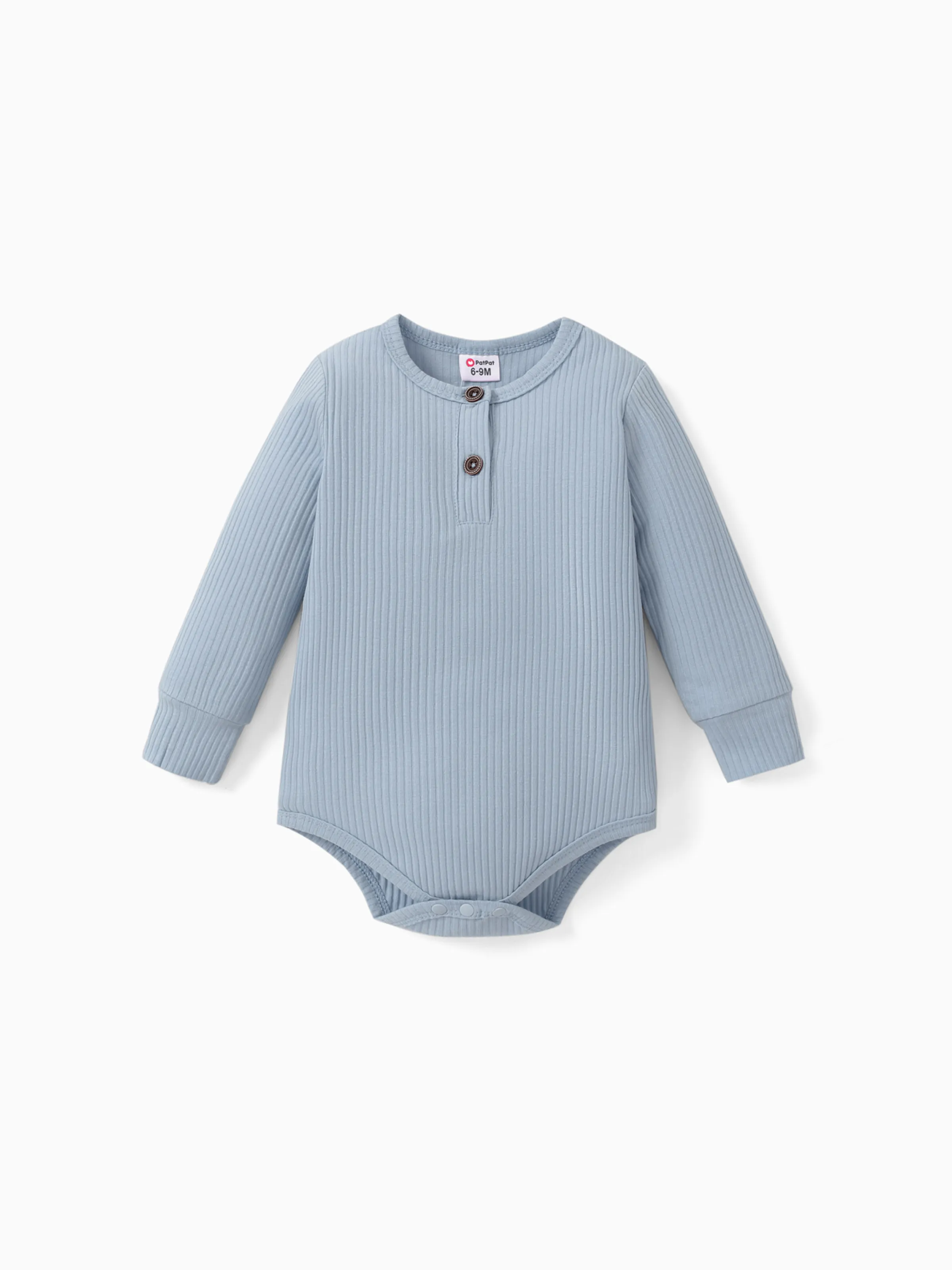 

Baby Boy/Girl 95% Cotton Ribbed Long-sleeve Button Up Romper