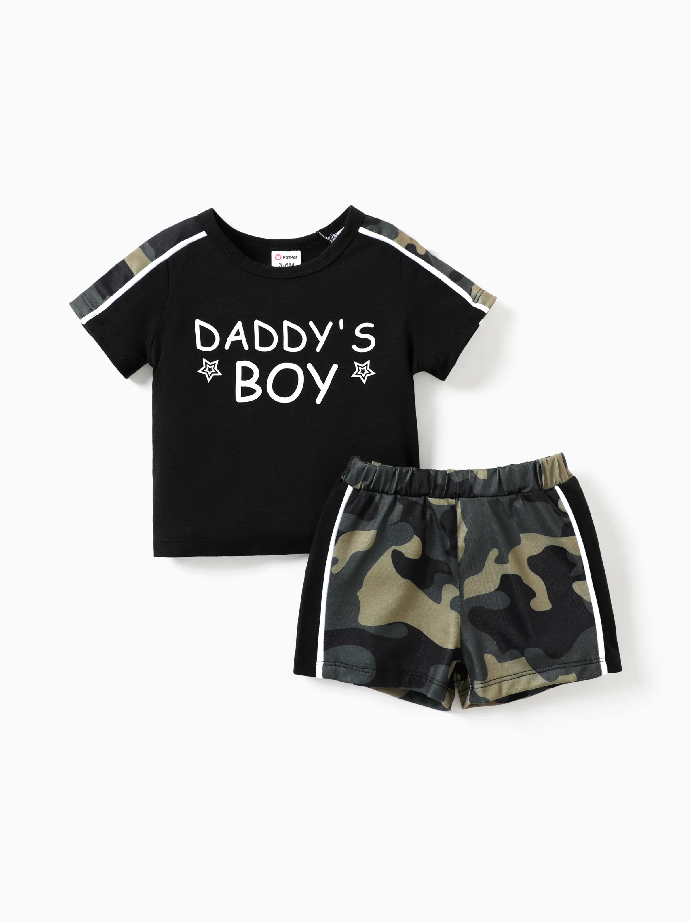 

Camouflage 2pcs Short Sleeve Baby Boy Set - Avant-garde Fabric Stitching