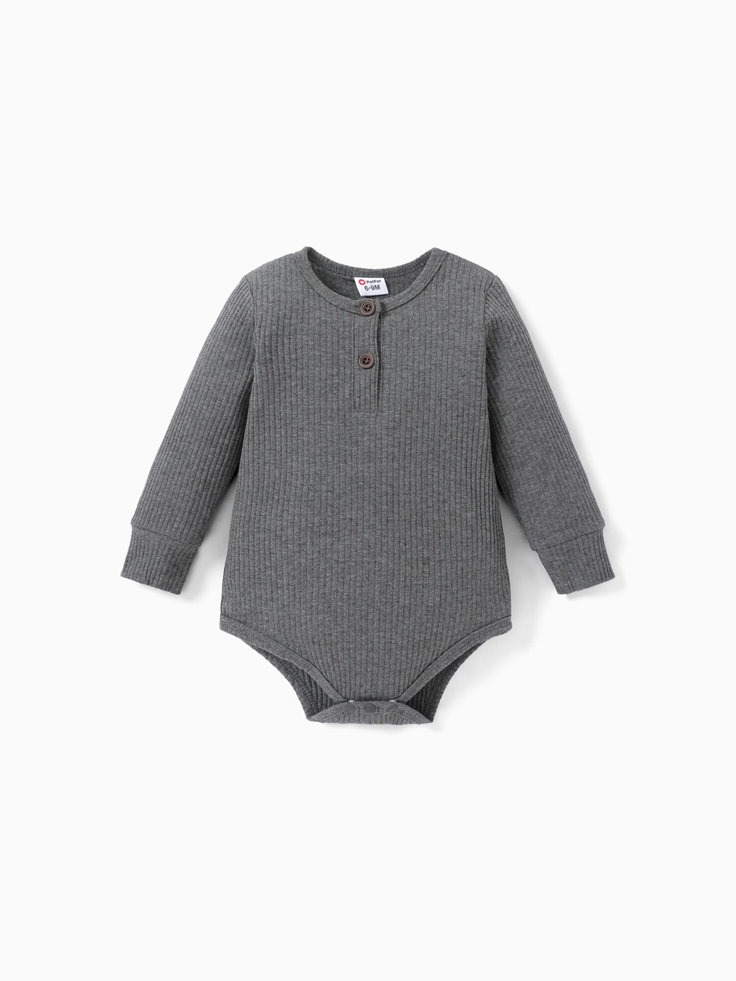 

Baby Boy/Girl 95% Cotton Ribbed Long-sleeve Button Up Romper