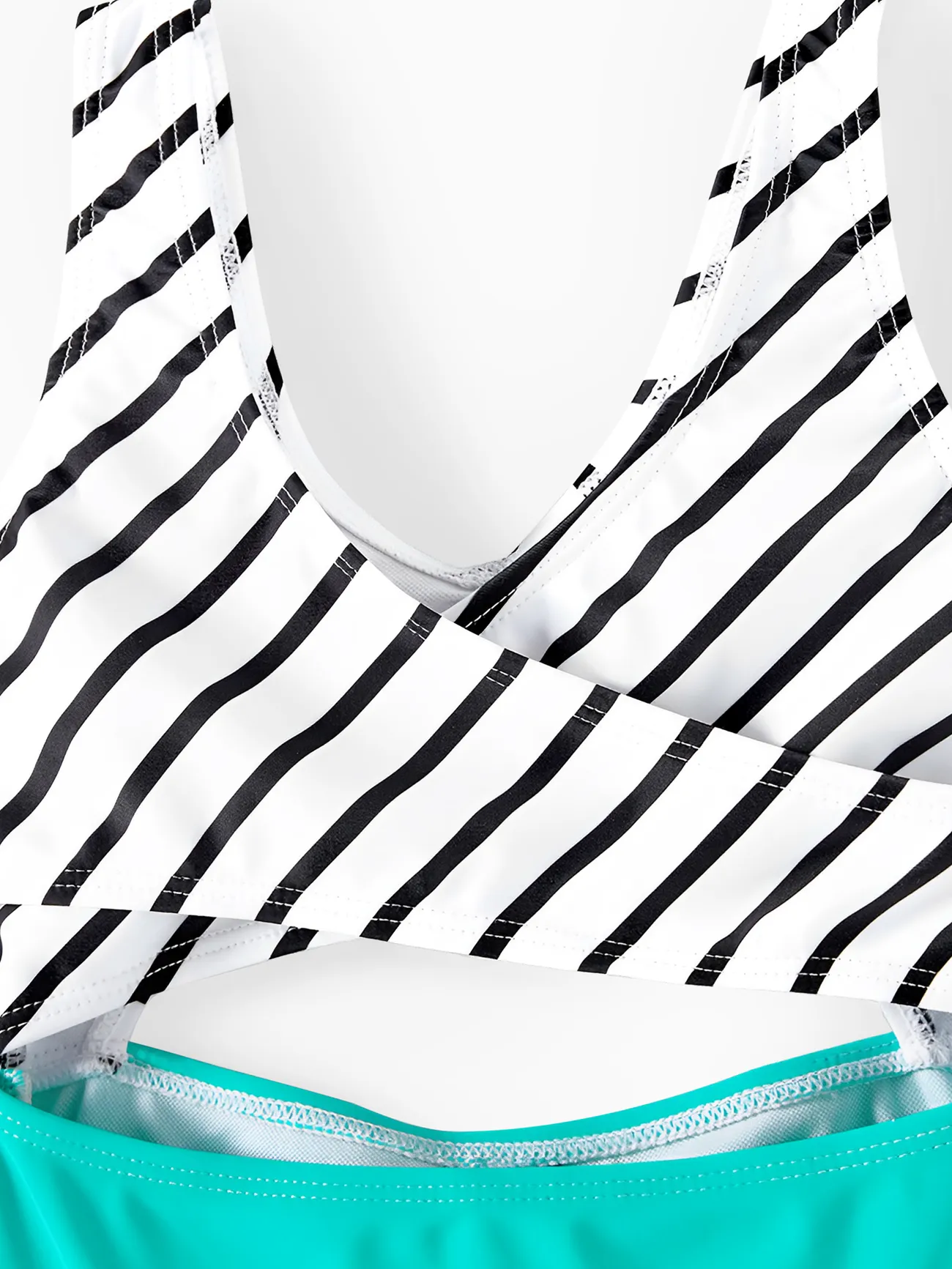 Girl - Matching Bathing suits for Family and Couple - Monokini for Women/Girls and Swim Trunks for Men/Boys - Green/White - image 10