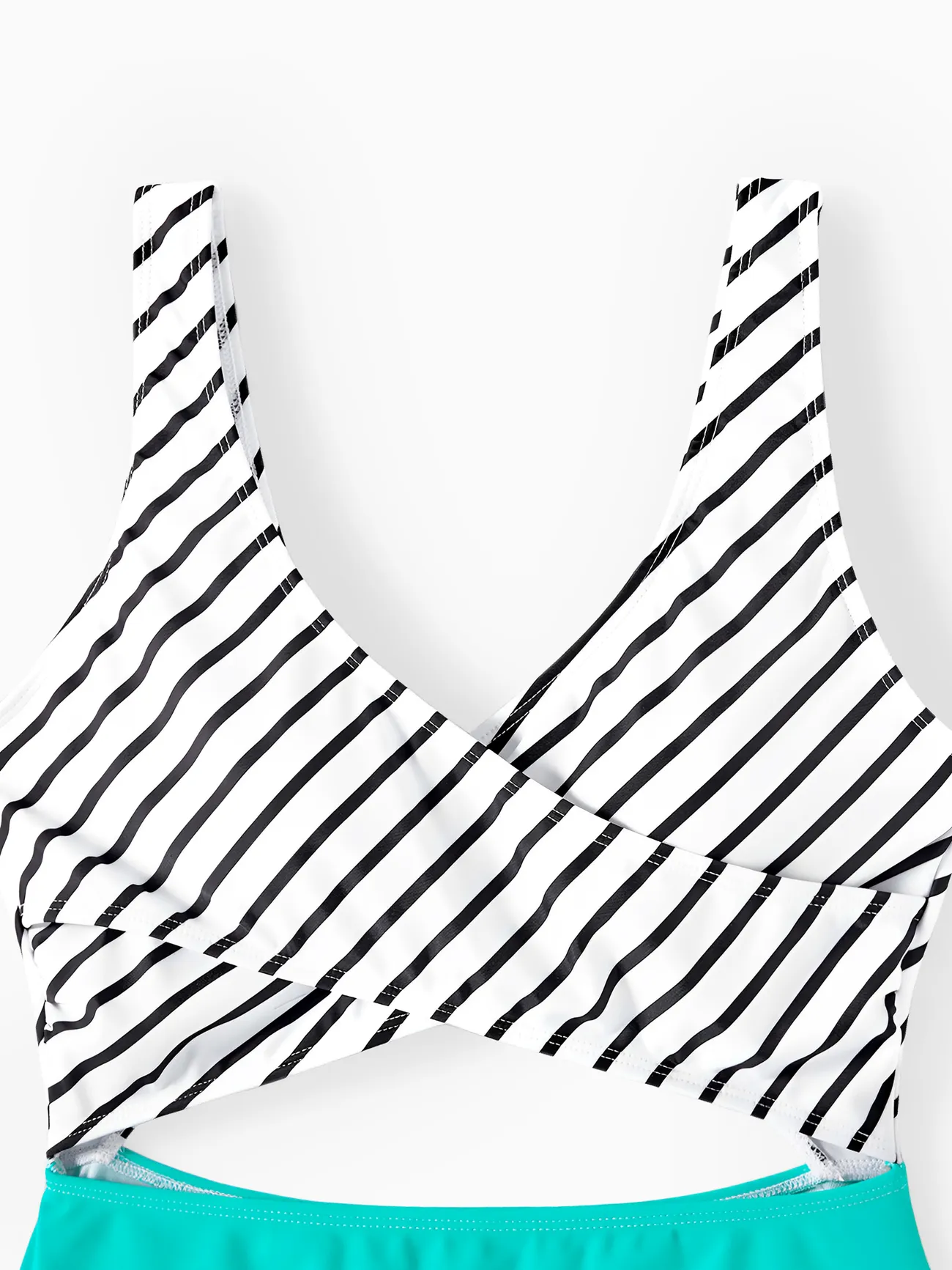 Women - Matching Bathing suits for Family and Couple - Monokini for Women/Girls and Swim Trunks for Men/Boys - Green/White - image 4
