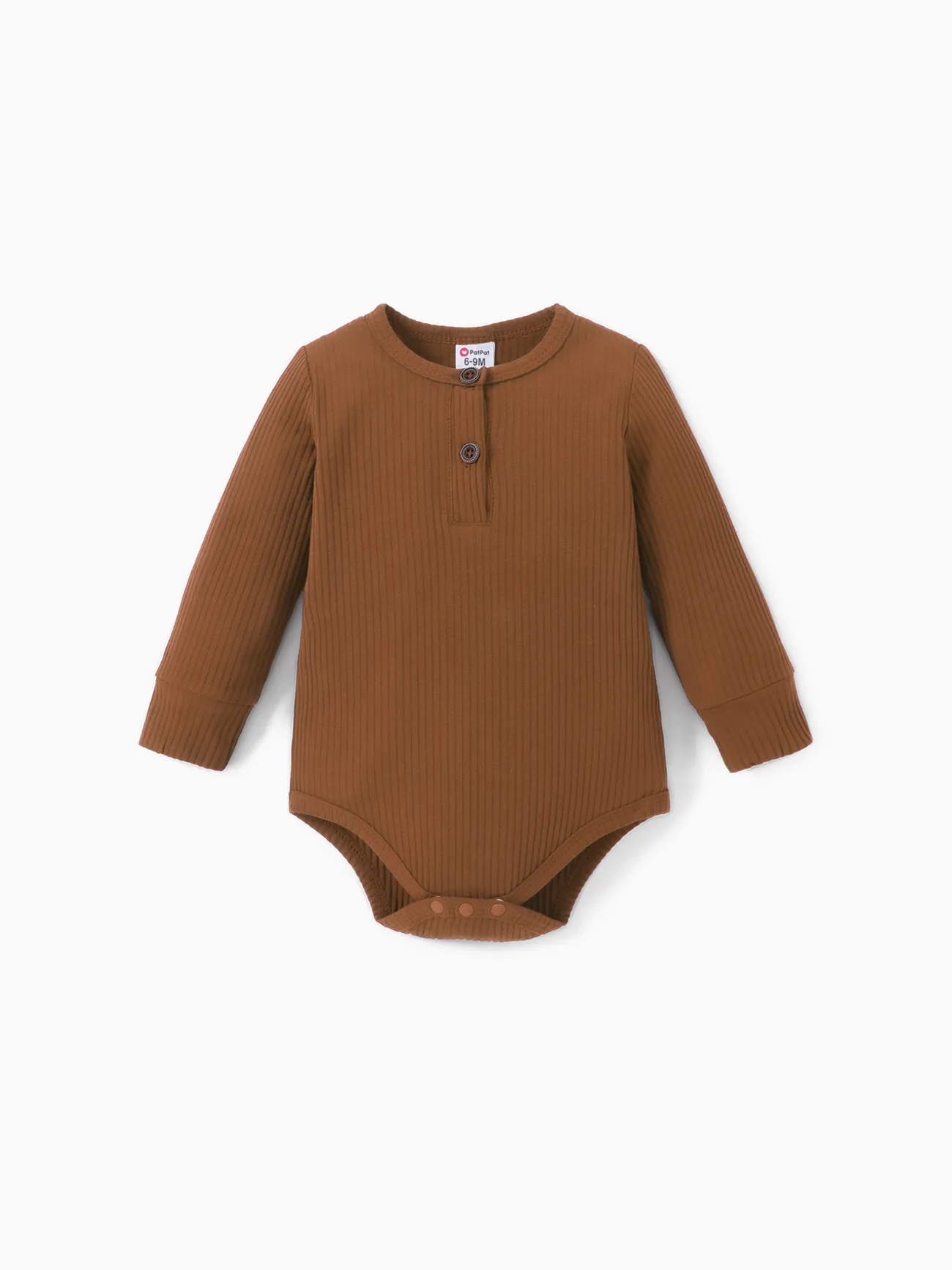 

Baby Boy/Girl 95% Cotton Ribbed Long-sleeve Button Up Romper