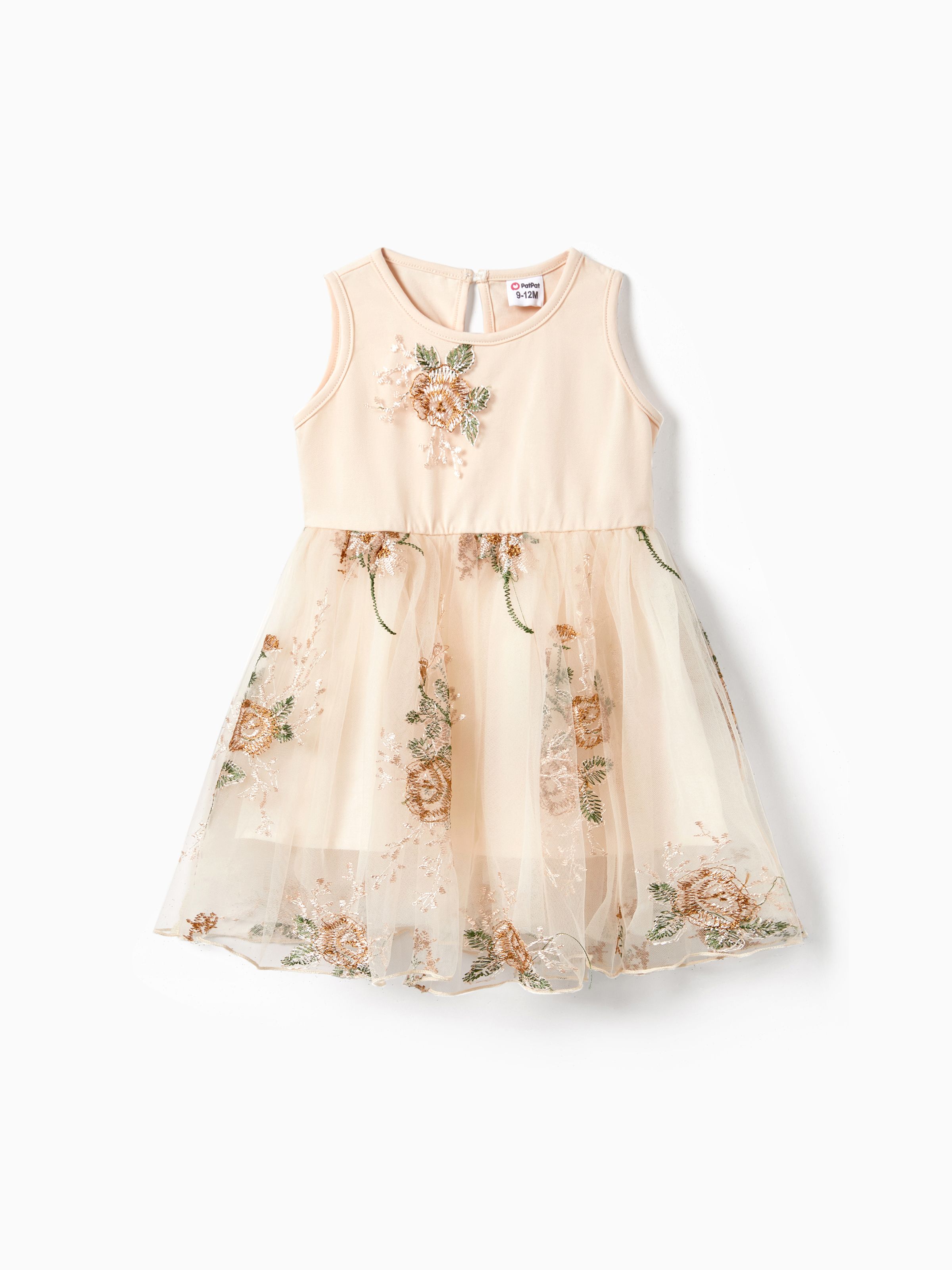 

Mommy and Me Splicing Floral Embroidered Mesh Sleeveless Dress