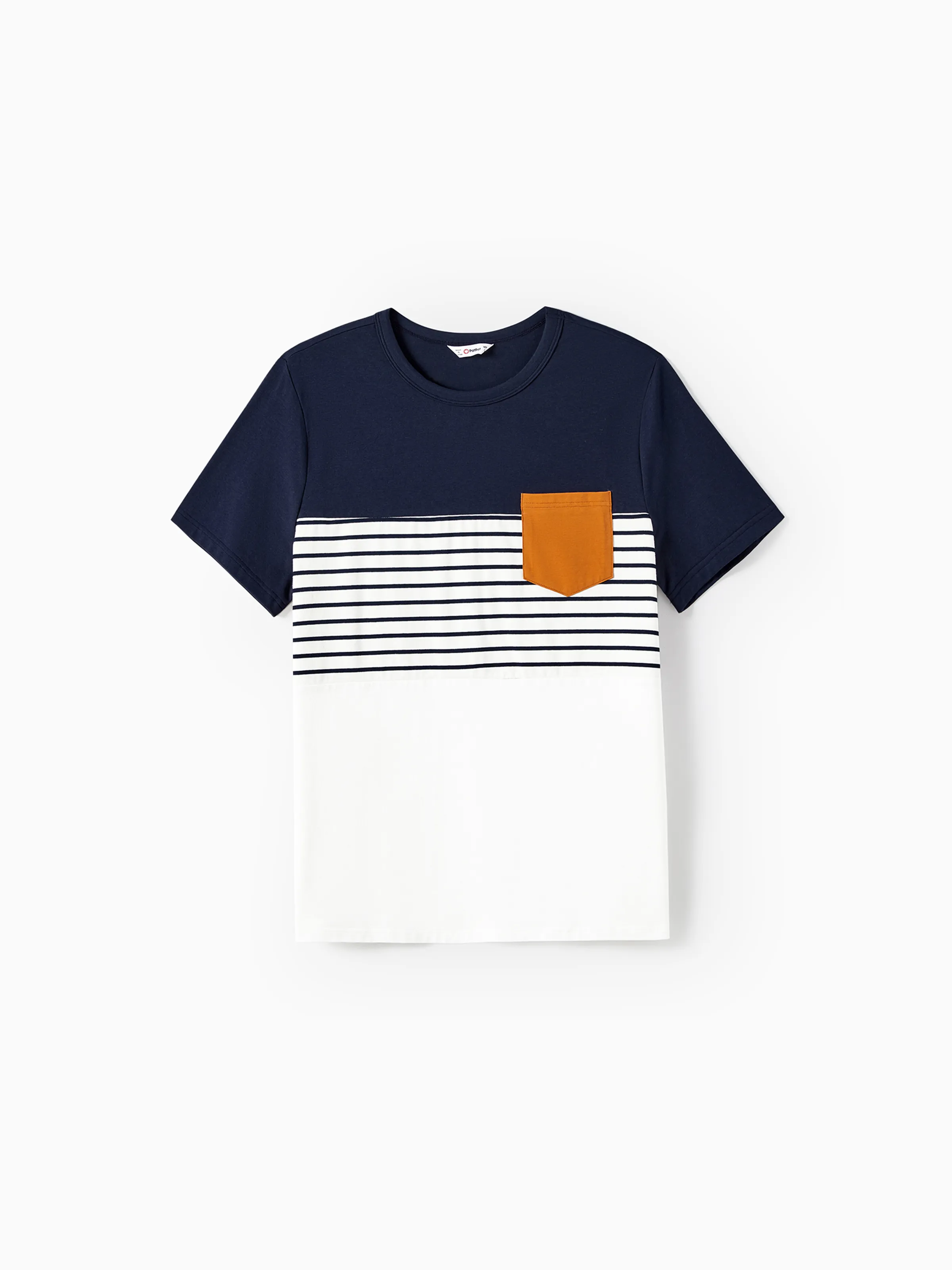 

Family Matching Stripe Patched Pocket Belted Dresses and Colorblock Striped T-shirts Sets