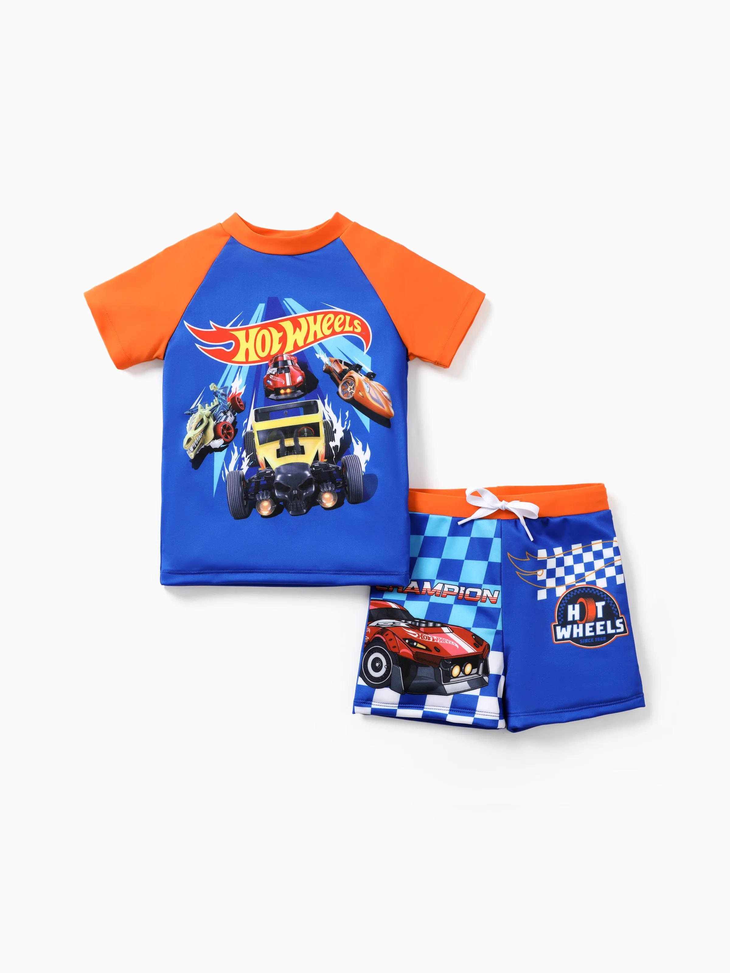 

Hot Wheels 2pcs Toddler/Kid Boy Grid Print Swimming suit
