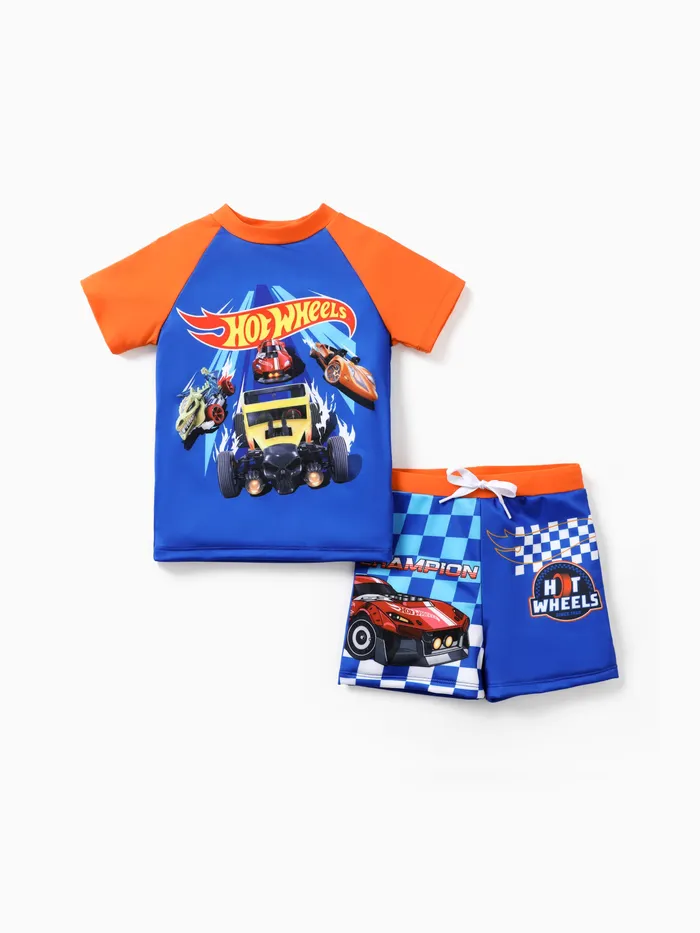 Hot Wheels 2pcs Toddler/Kid Boy Grid Print Swimsuit
