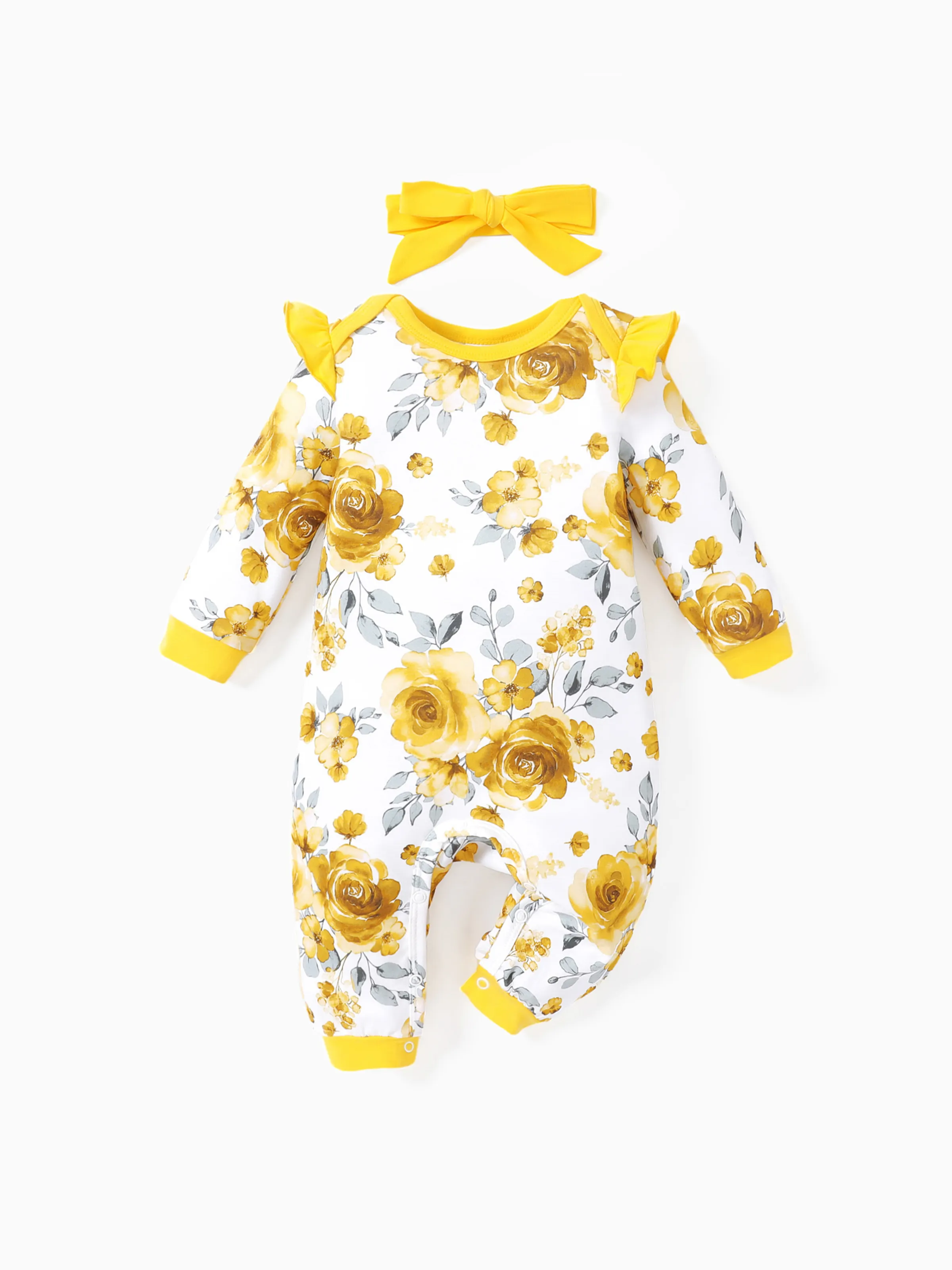 

Naia 2pcs Baby Girl Floral Sweet Long Sleeve Jumpsuit Set