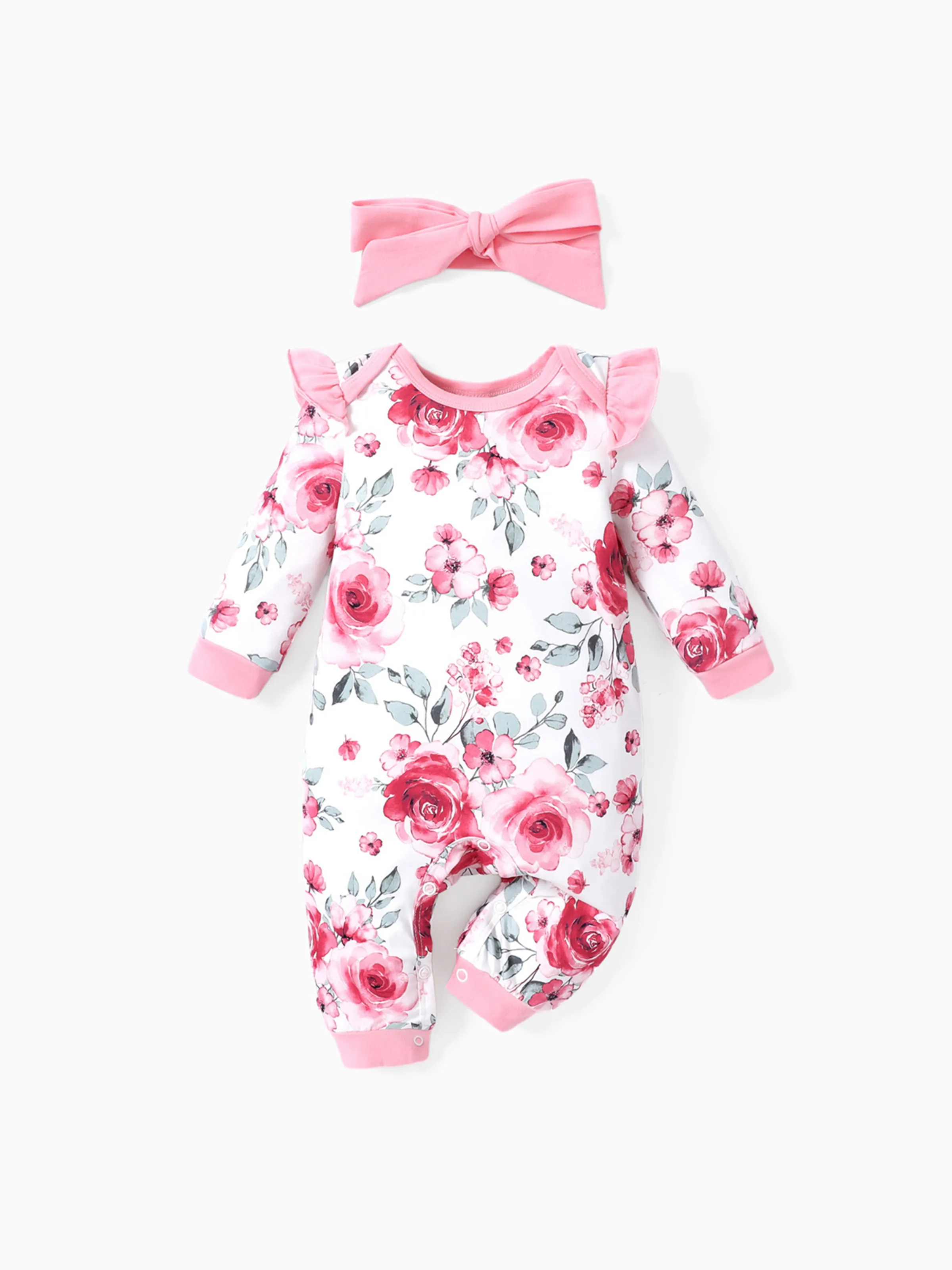 

Naia 2pcs Baby Girl Floral Sweet Long Sleeve Jumpsuit Set