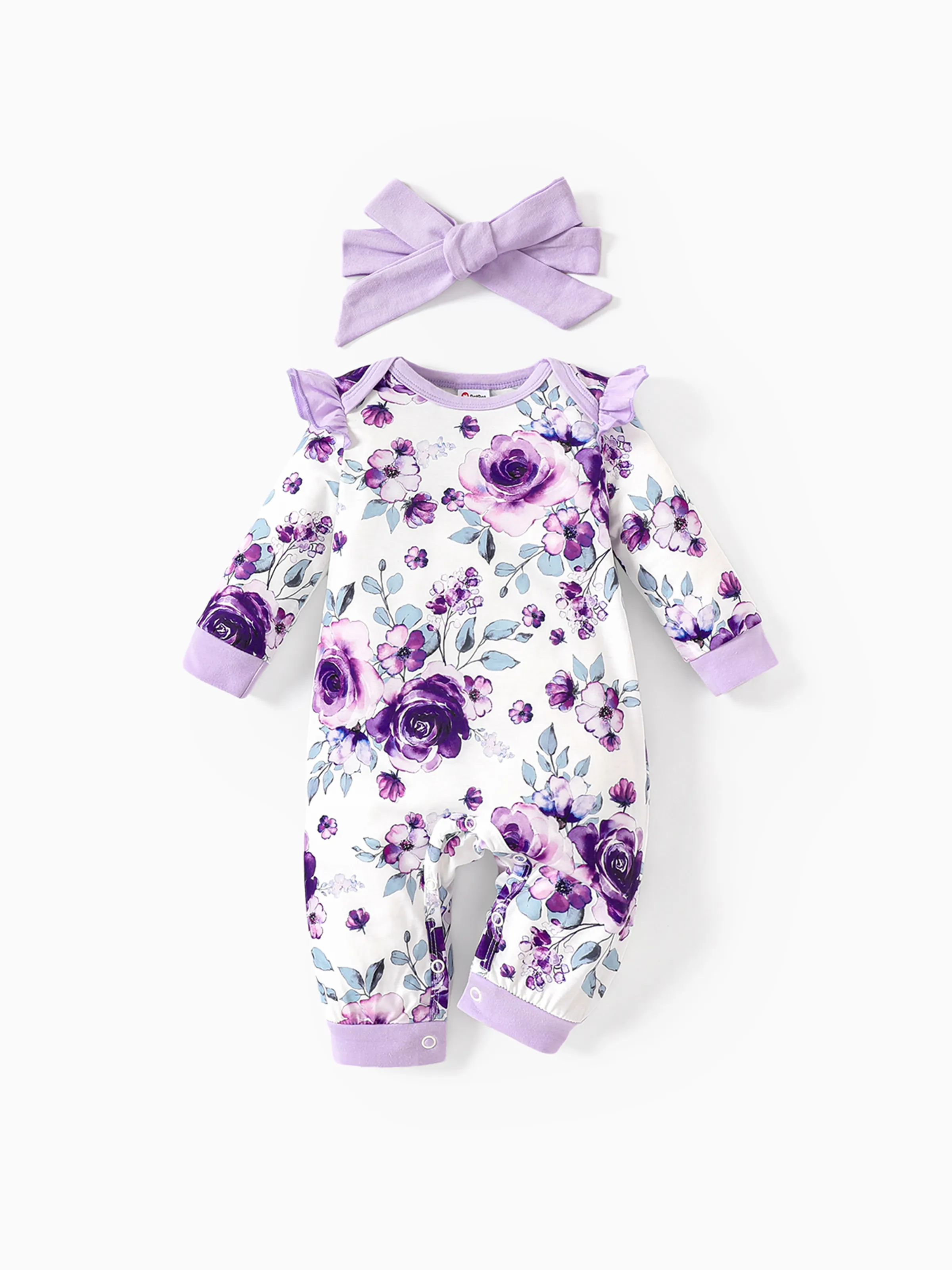 

Naia 2pcs Baby Girl Floral Sweet Long Sleeve Jumpsuit Set