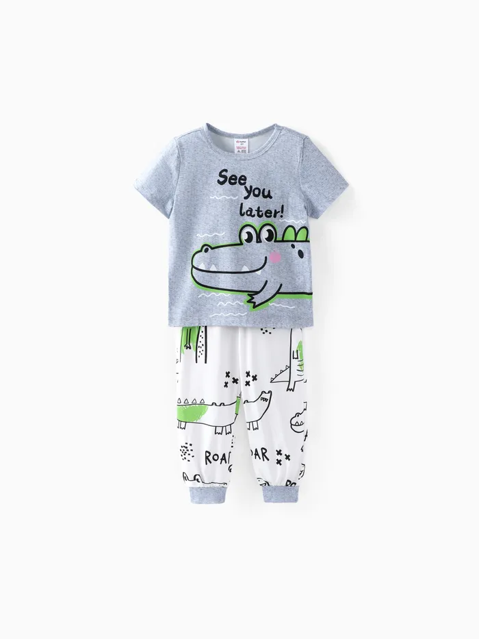 Toddler/Kid Boy 2pcs Crocodile Print Tee and Pants Pajamas Set