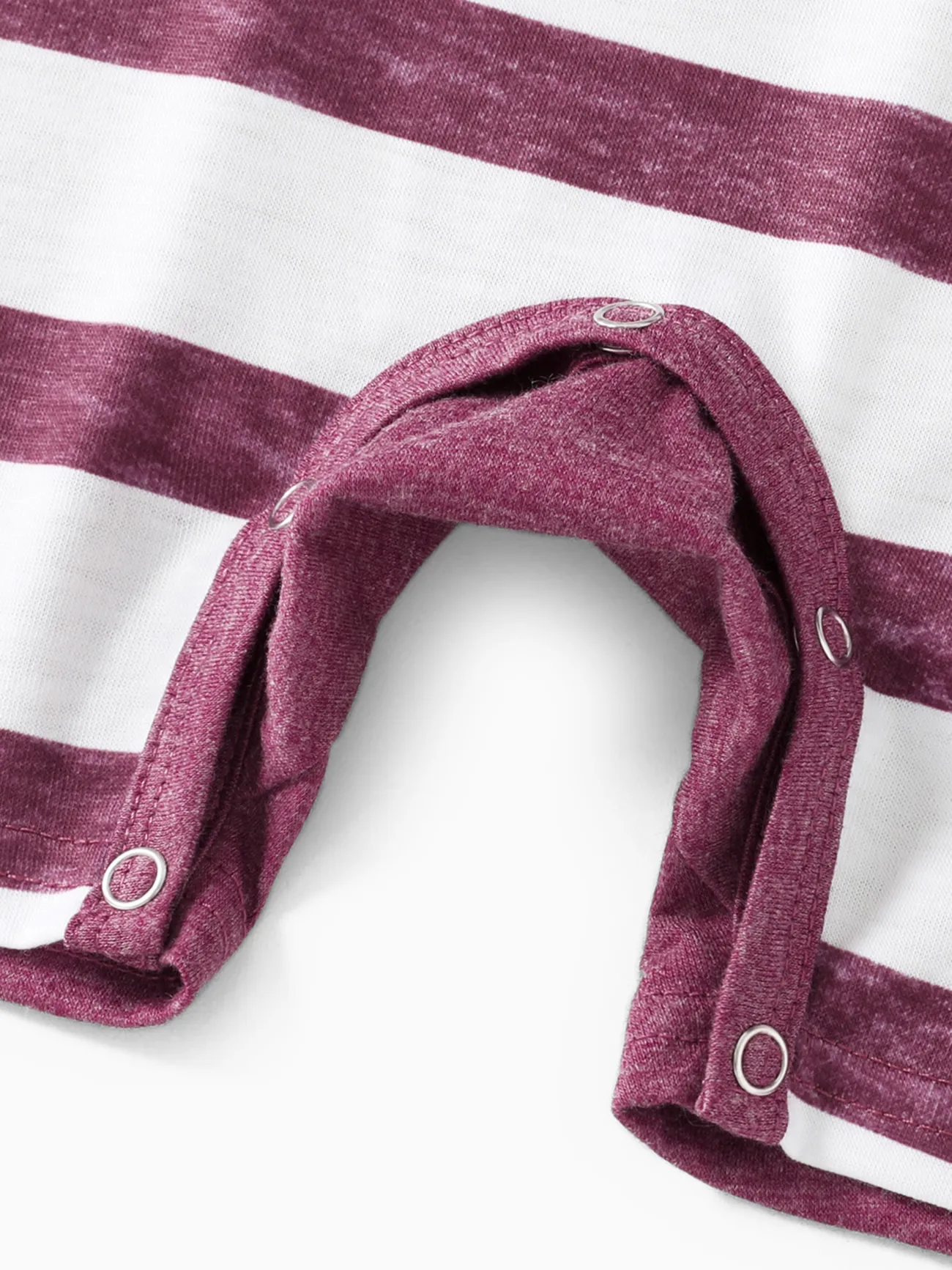 Baby - Family Matching Solid V Neck Sleeveless Button Up Drawstring Dresses and Striped Colorblock Short-sleeve T-shirts Sets - deeppurple - image 11