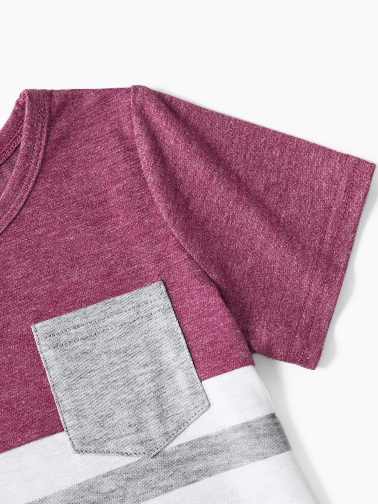 Boy - Family Matching Solid V Neck Sleeveless Button Up Drawstring Dresses and Striped Colorblock Short-sleeve T-shirts Sets - deeppurple - image 15