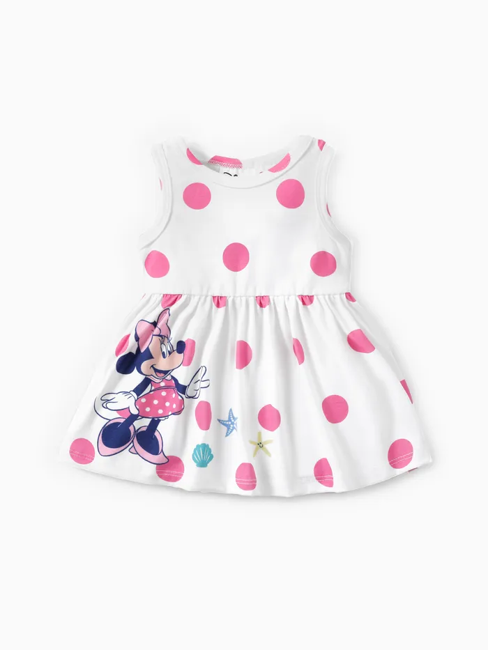 Disney Mickey and Friends 1pc Baby/Toddler Girl Character Print Polka Dots Dess