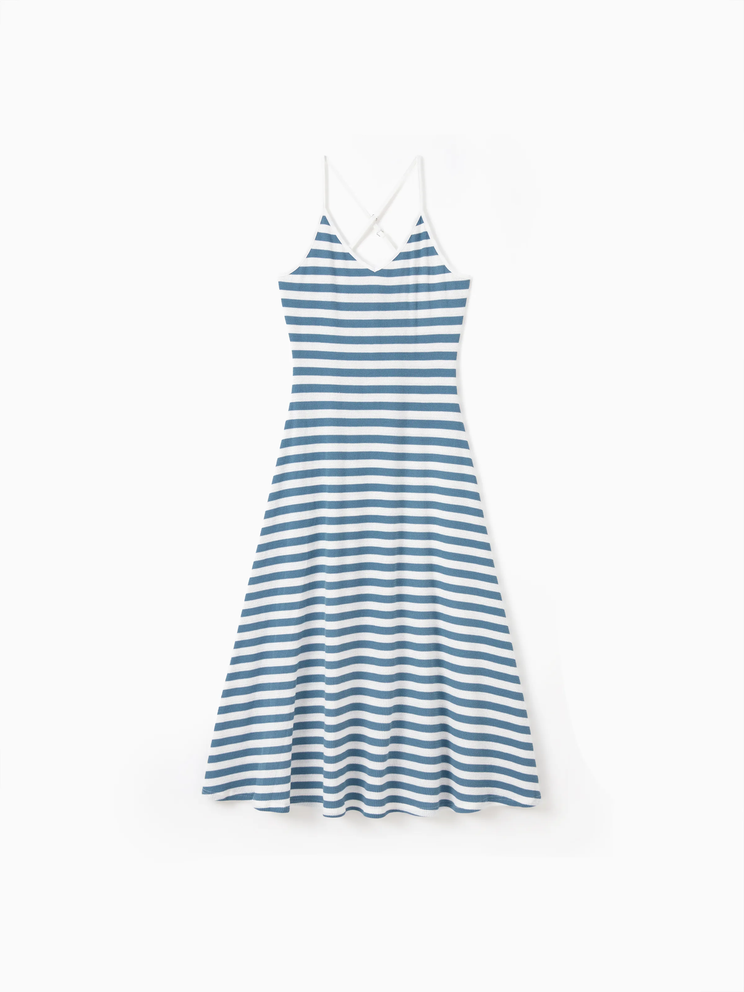 

Family Matching Sets Preppy Style Striped Tee or Strap Midi Dress