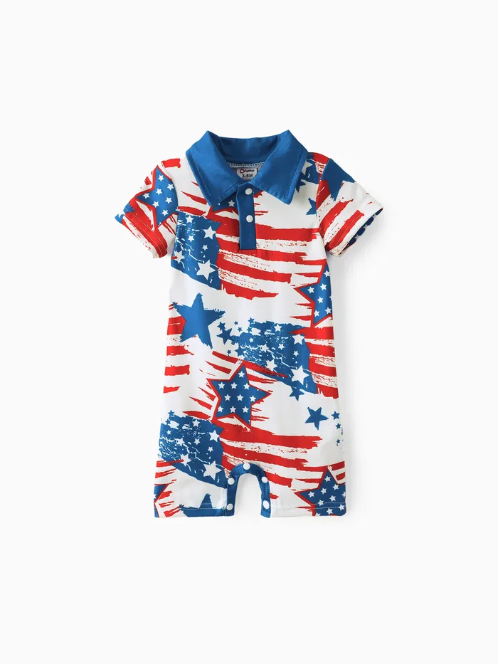 Baby Boy Independence Day Kurzarm-Jumpsuit
