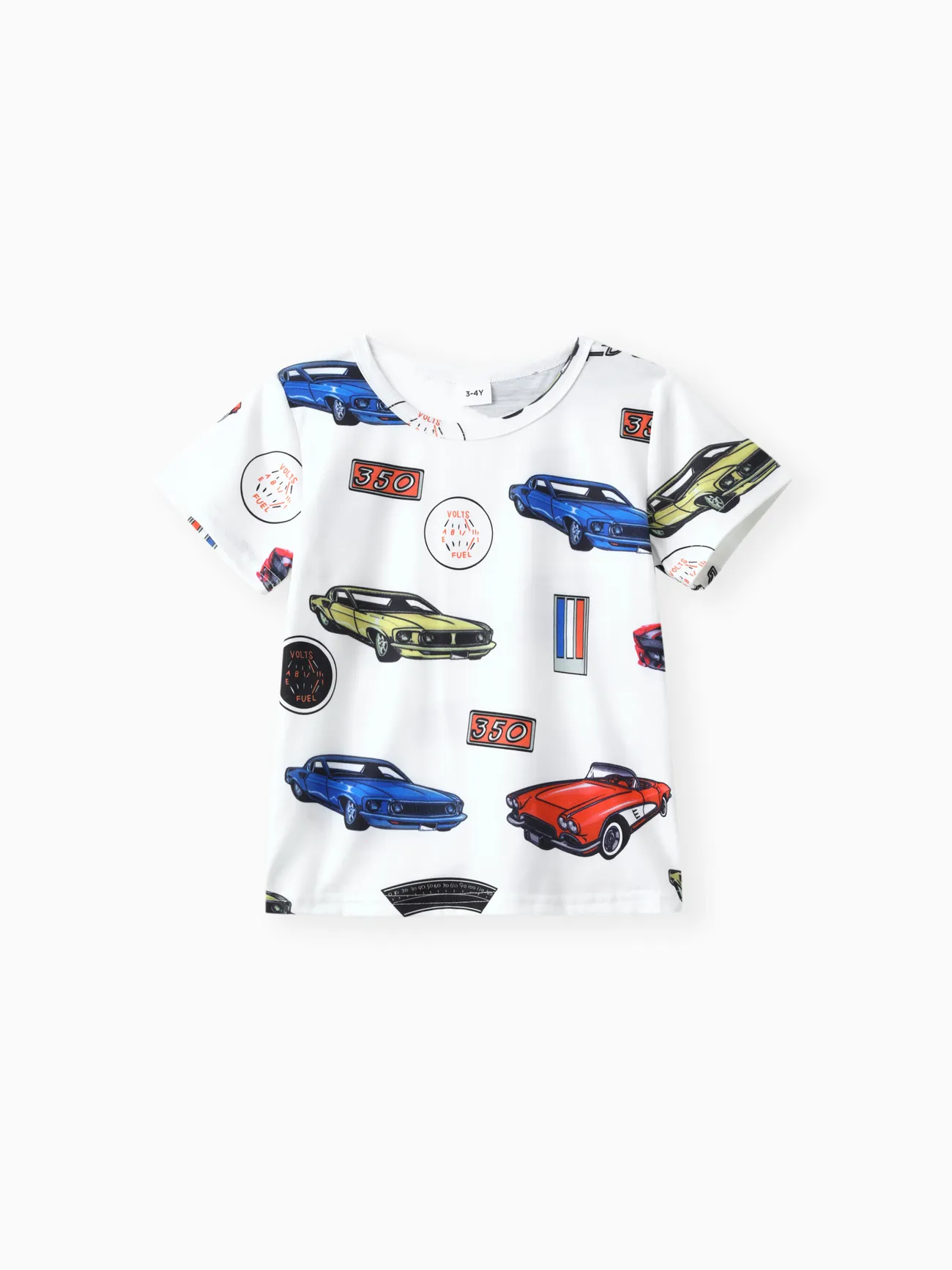 White - 2pcs Toddler Boy Car Print Short-sleeve Tee and Ripped Denim Shorts Set - image 3