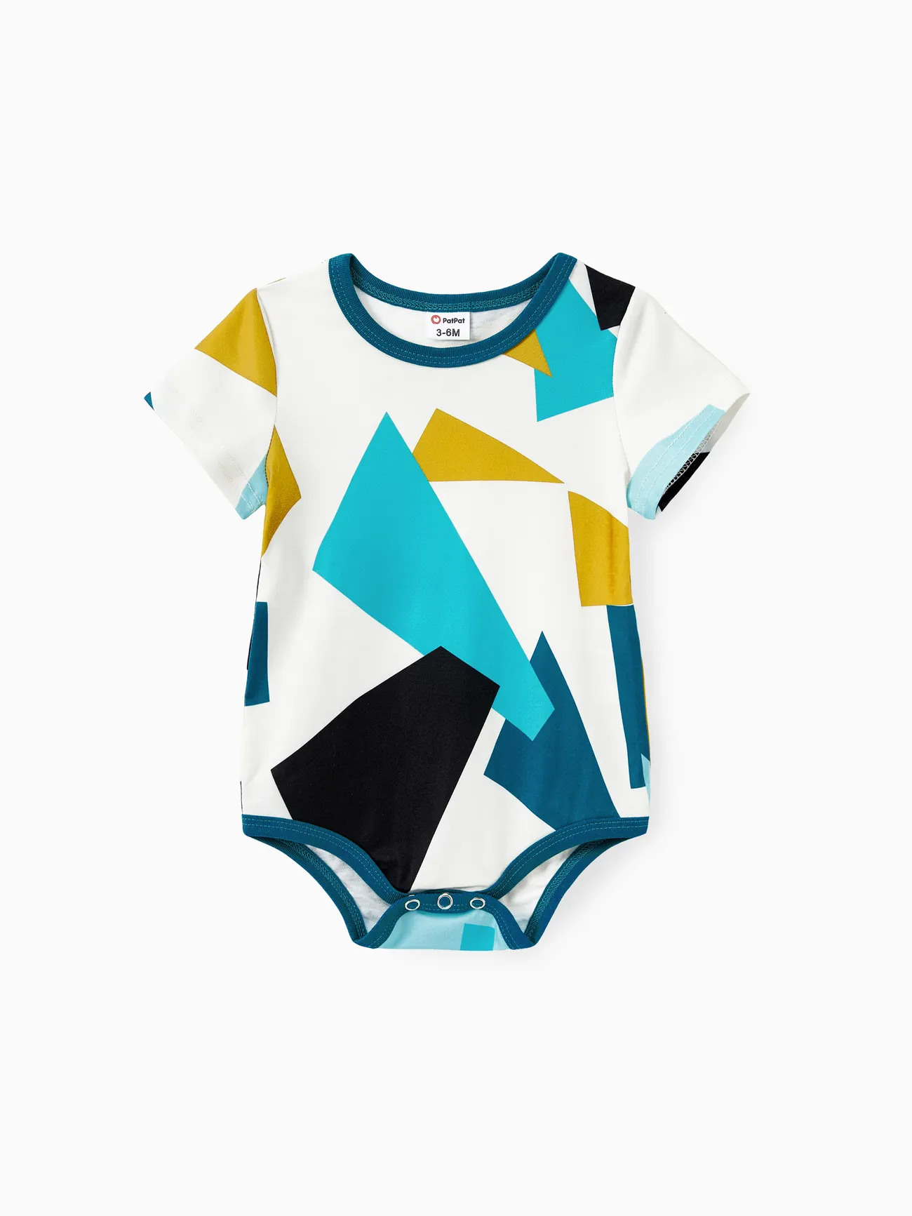 

Family Matching Sets Color Block Tee or Geometric Pattern V-Neck Button Sleeveless Belted Dress