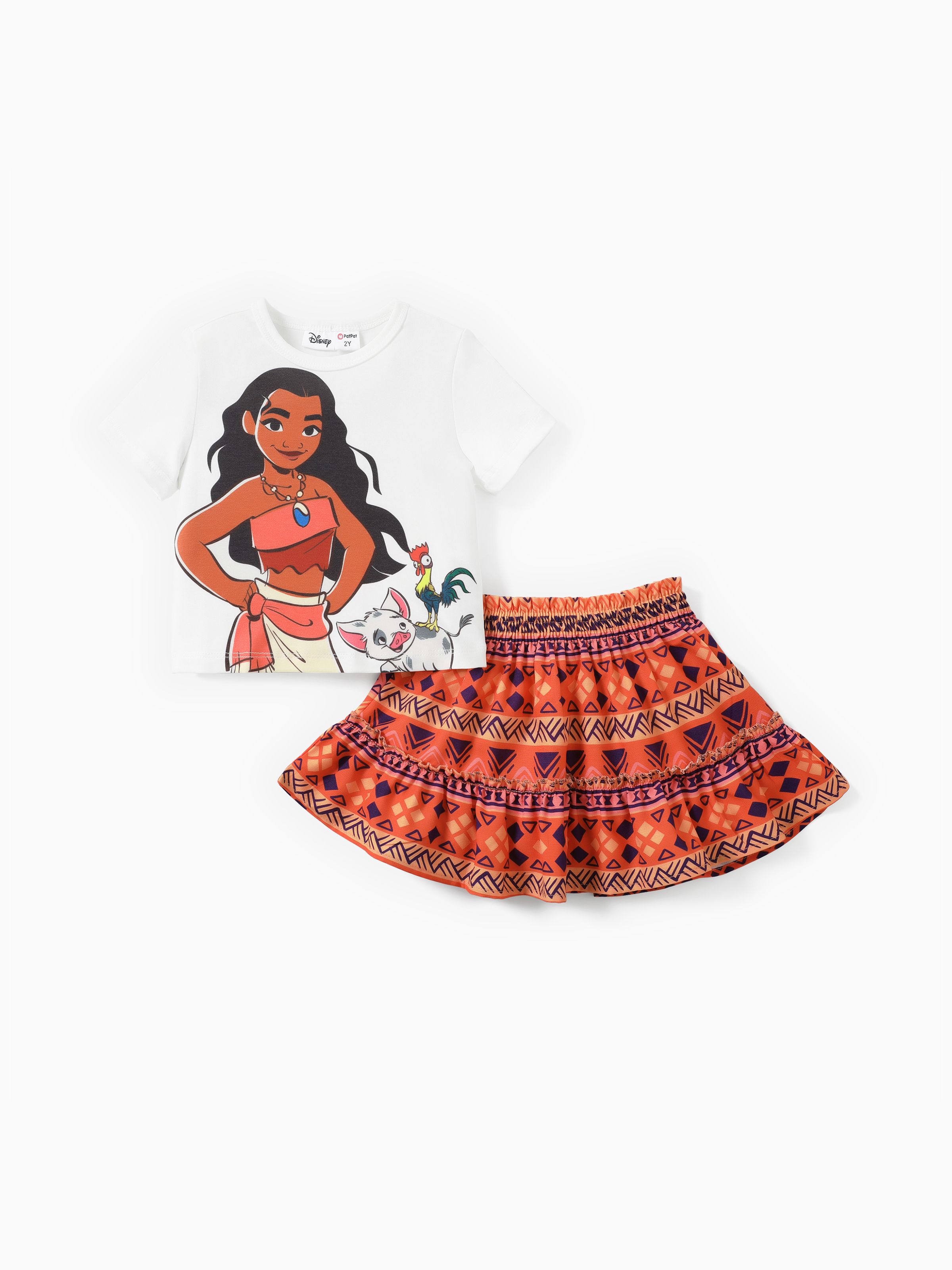 

Disney Princess Moana/Ariel 2pcs Toddler Girls Naia™ Character Print T-shirt with Pattern All-over with Ruffled Skirt Set