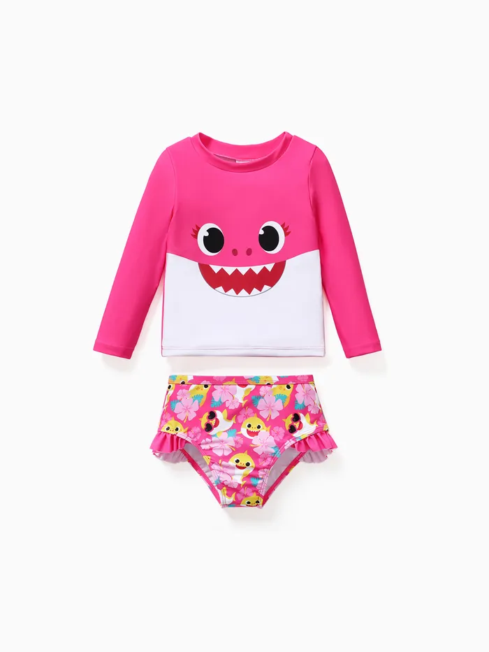 Baby Shark Toddler Girl/Boy 2pcs Long-sleeve Top and Shorts Swimsuit