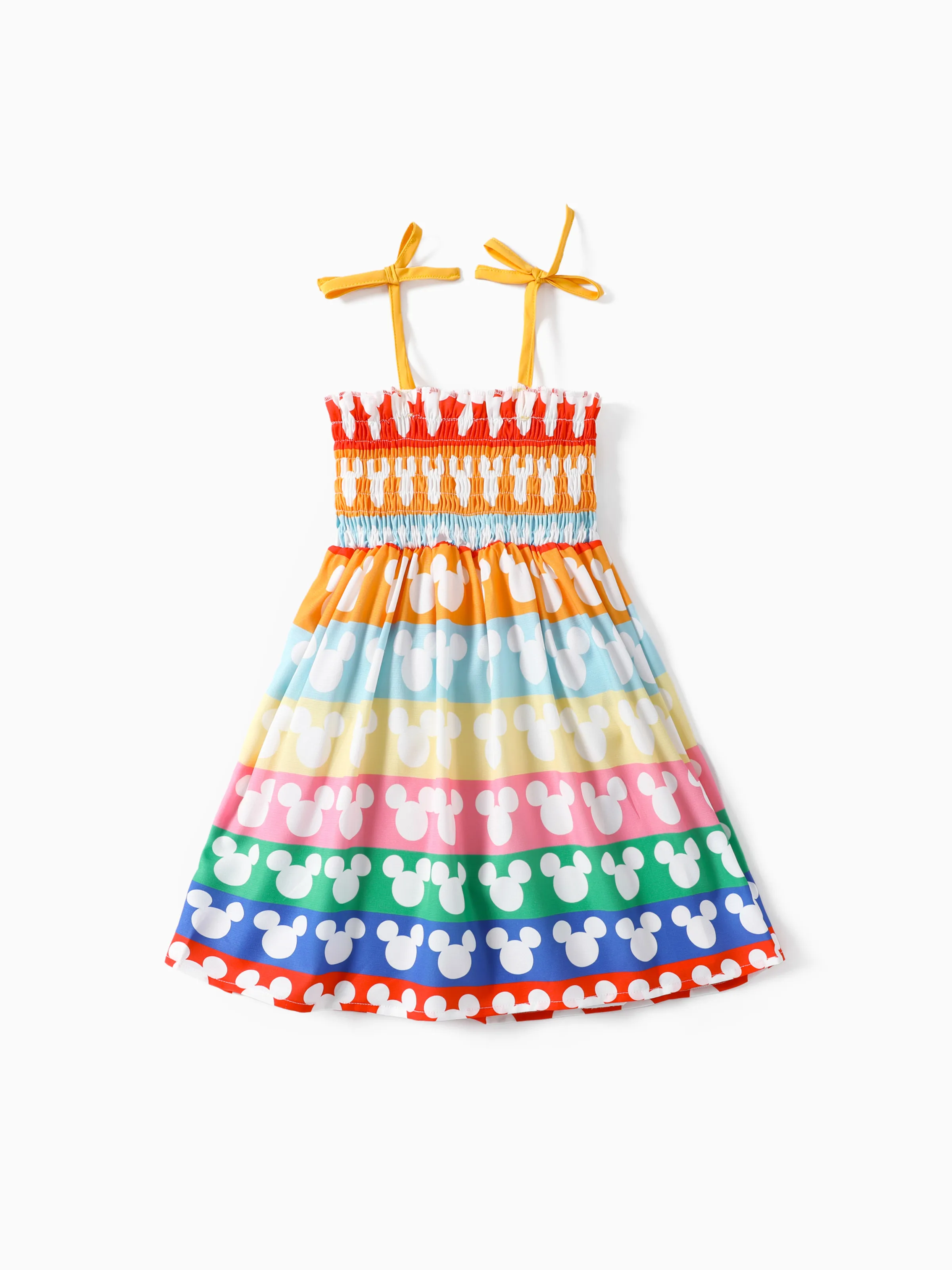 

Disney Mickey and Friends Toddler/Kids Girls 1pc Character Rainbow Striped Print Strap Sleeveless Dress