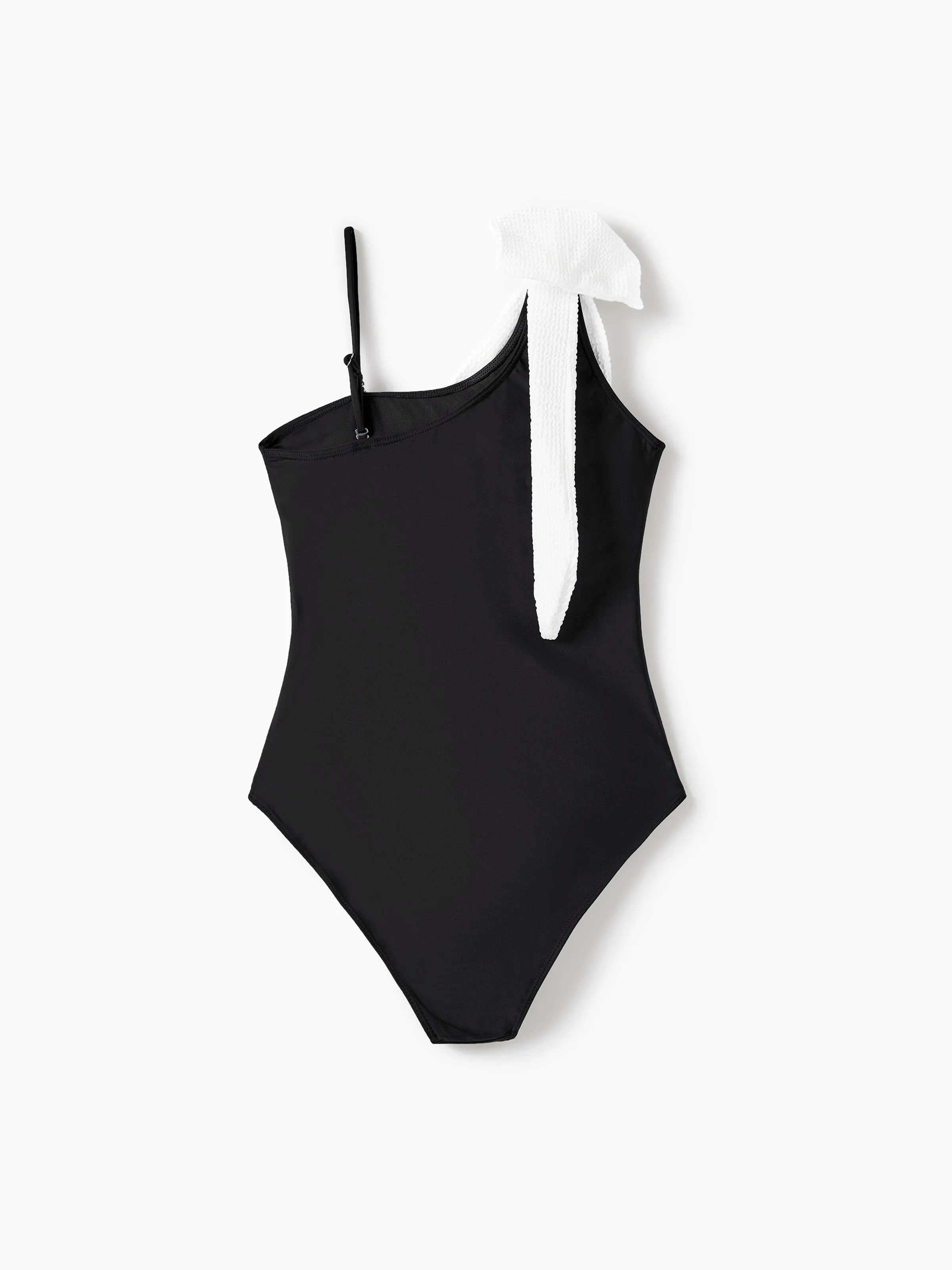 

Family Matching Black Drawstring Swim Trunks or Bow knot One-Piece Strap Swimsuit