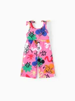 

Disney Mickey and Friends 1pc Toddler Girls/Boys Sleeveless Bowknot Character Doodle Print Jumpsuit