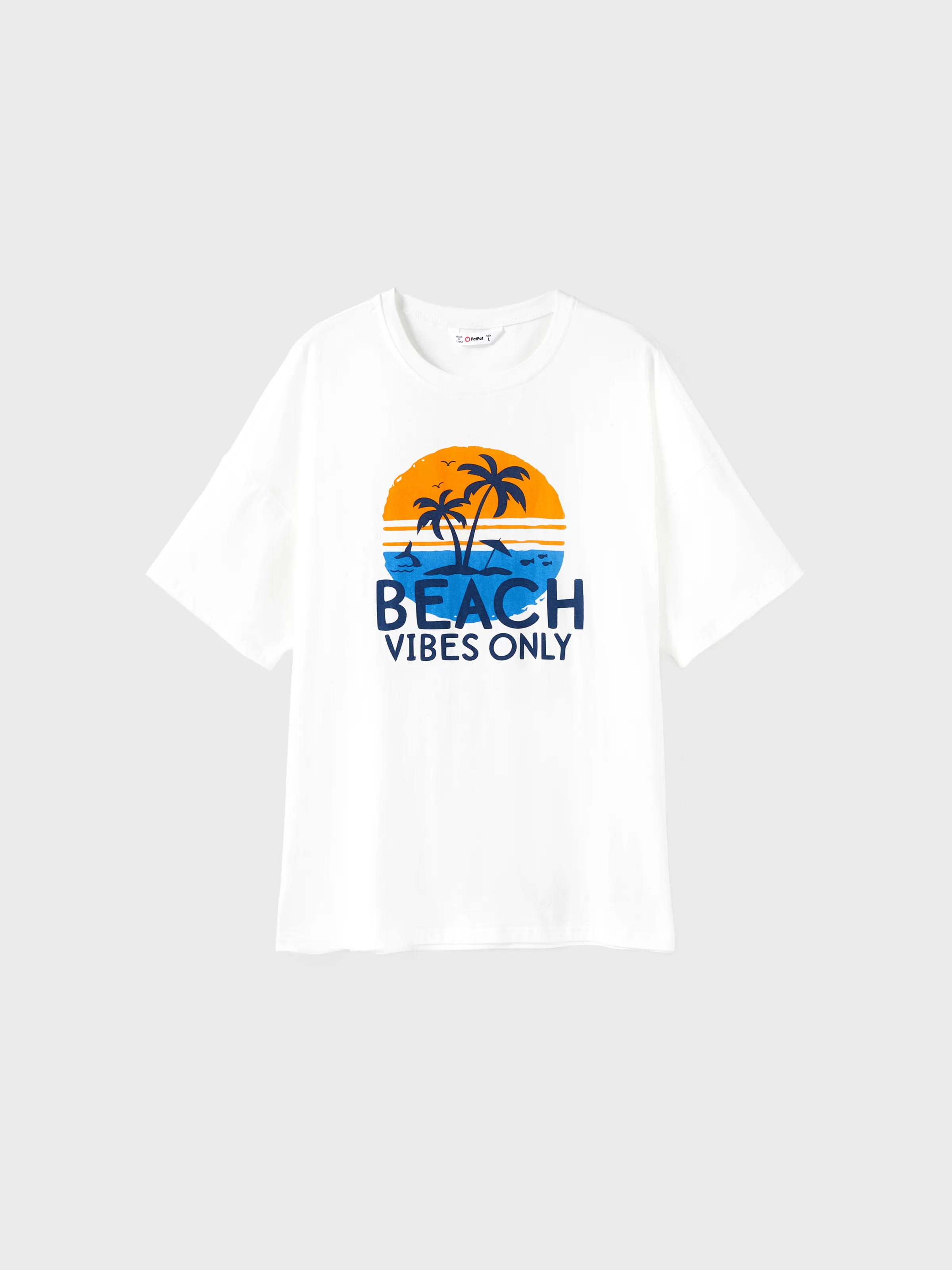 

Family Matching Island and Coconut Tree Pattern Beach Vacation Oversize Graphic Tee