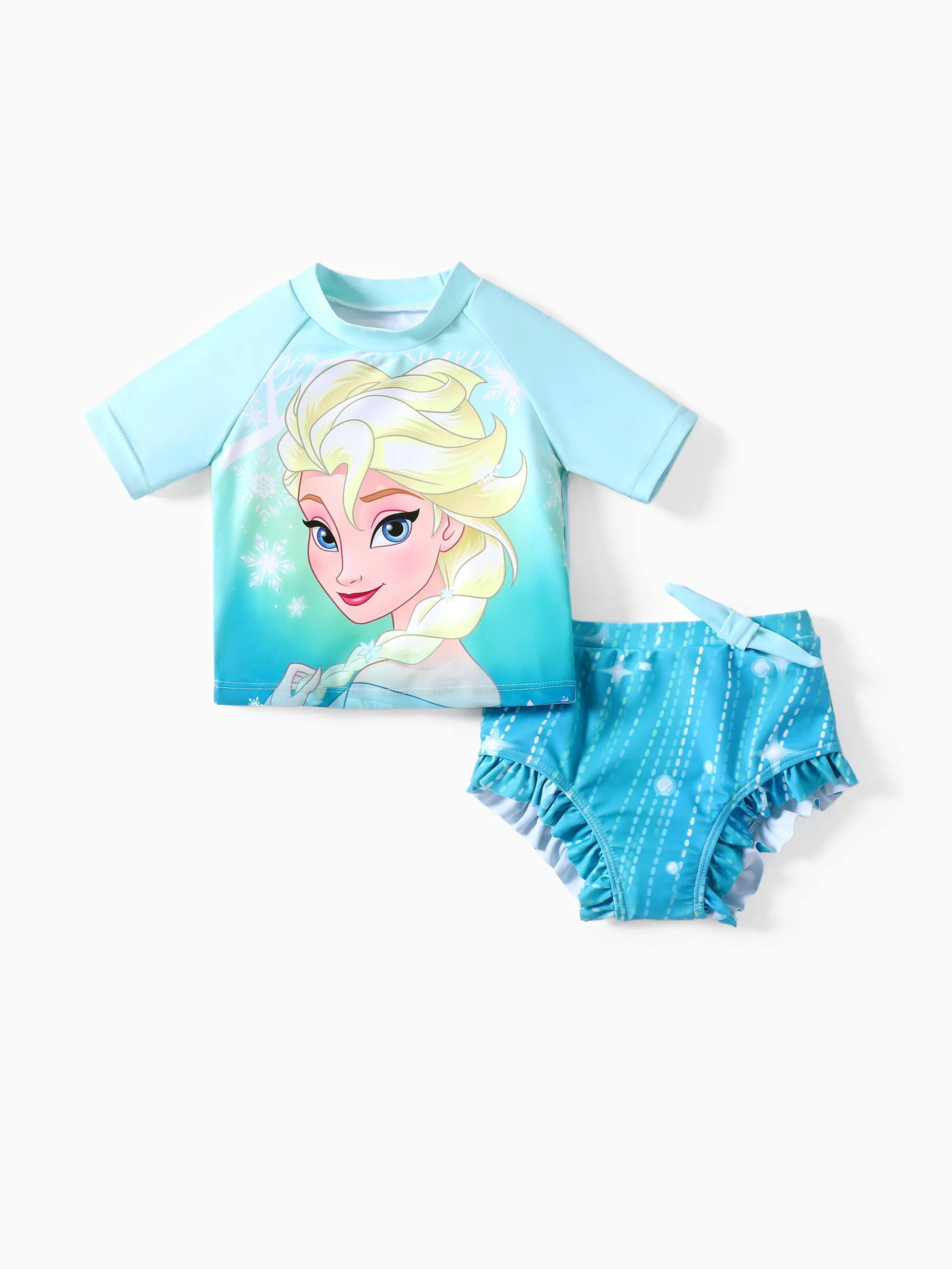 Disney Frozen Toddler Girls Elsa 2件裝角色印花短袖泳衣