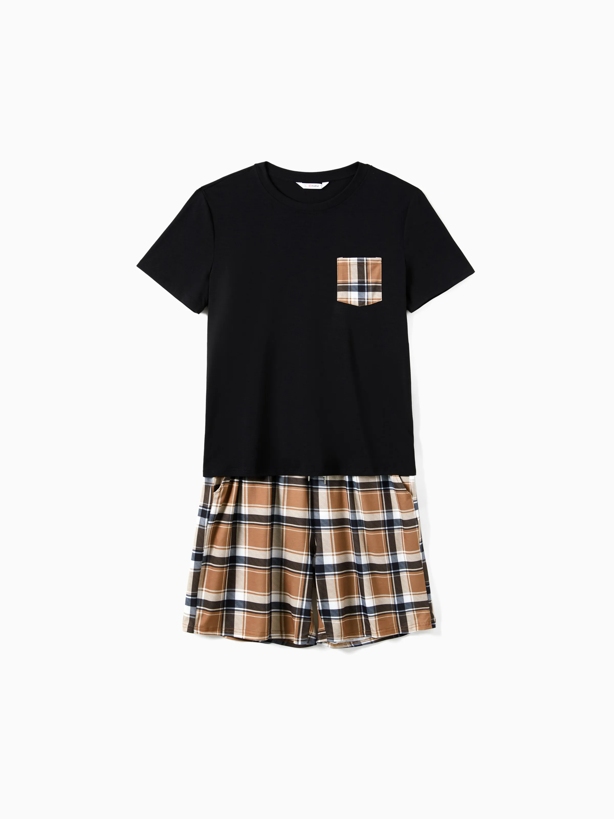 

Family Matching Black Bear Top and Plaid Shorts Pajamas Sets