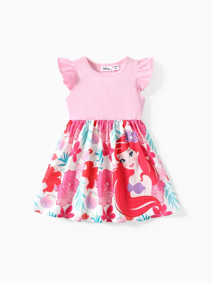 Disney Princess Toddler Girls Moana/Ariel 1pc Floral Ruffle Dress