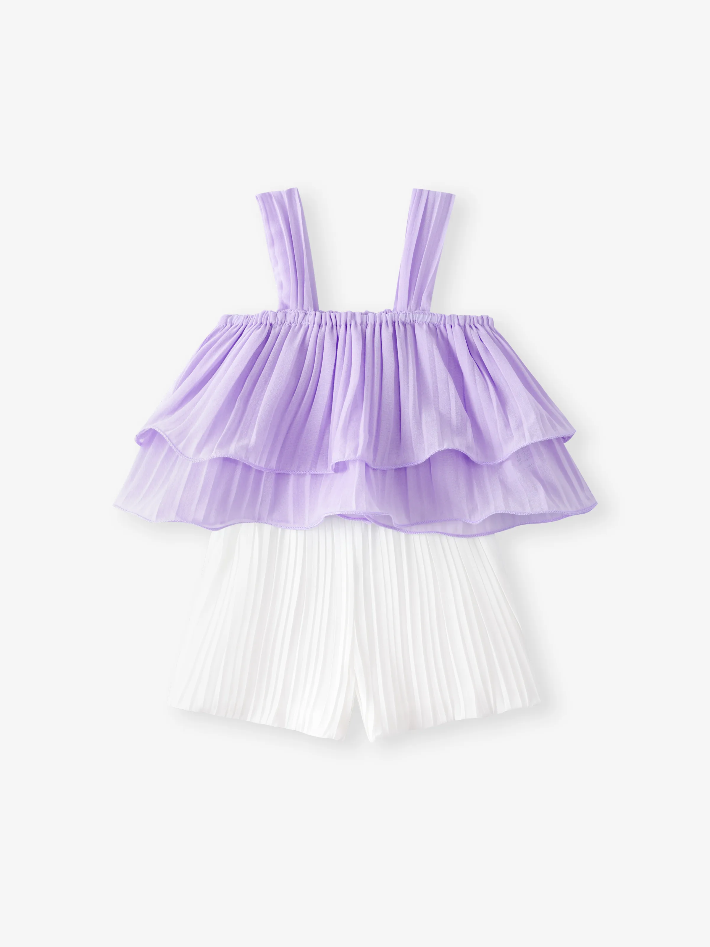 

2-Piece Baby/Toddler Girl Elegant Pleated Camisole and Shorts Set