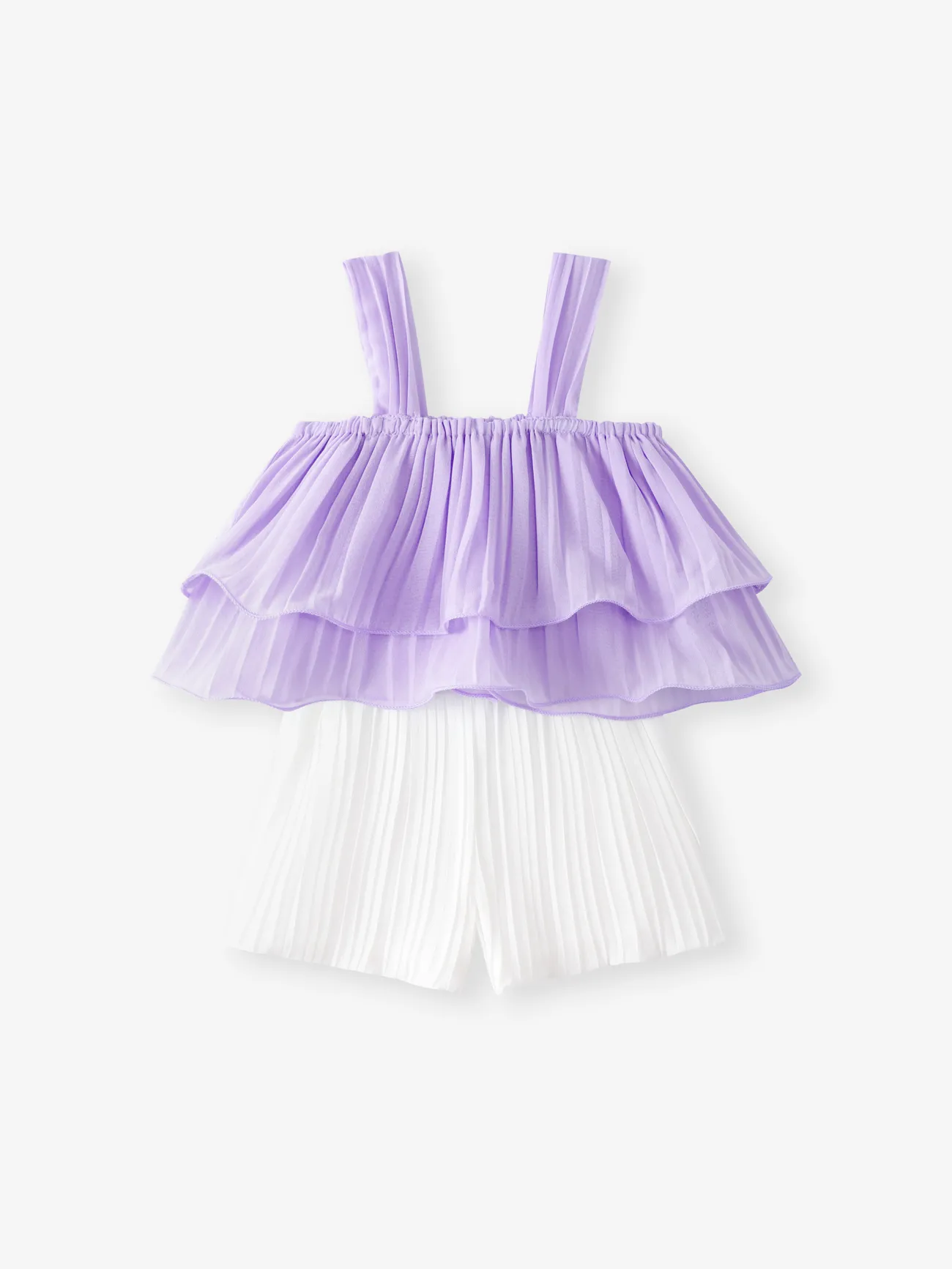 

2pcs Toddler Girl Elegant Pleated Camisole and Shorts Set