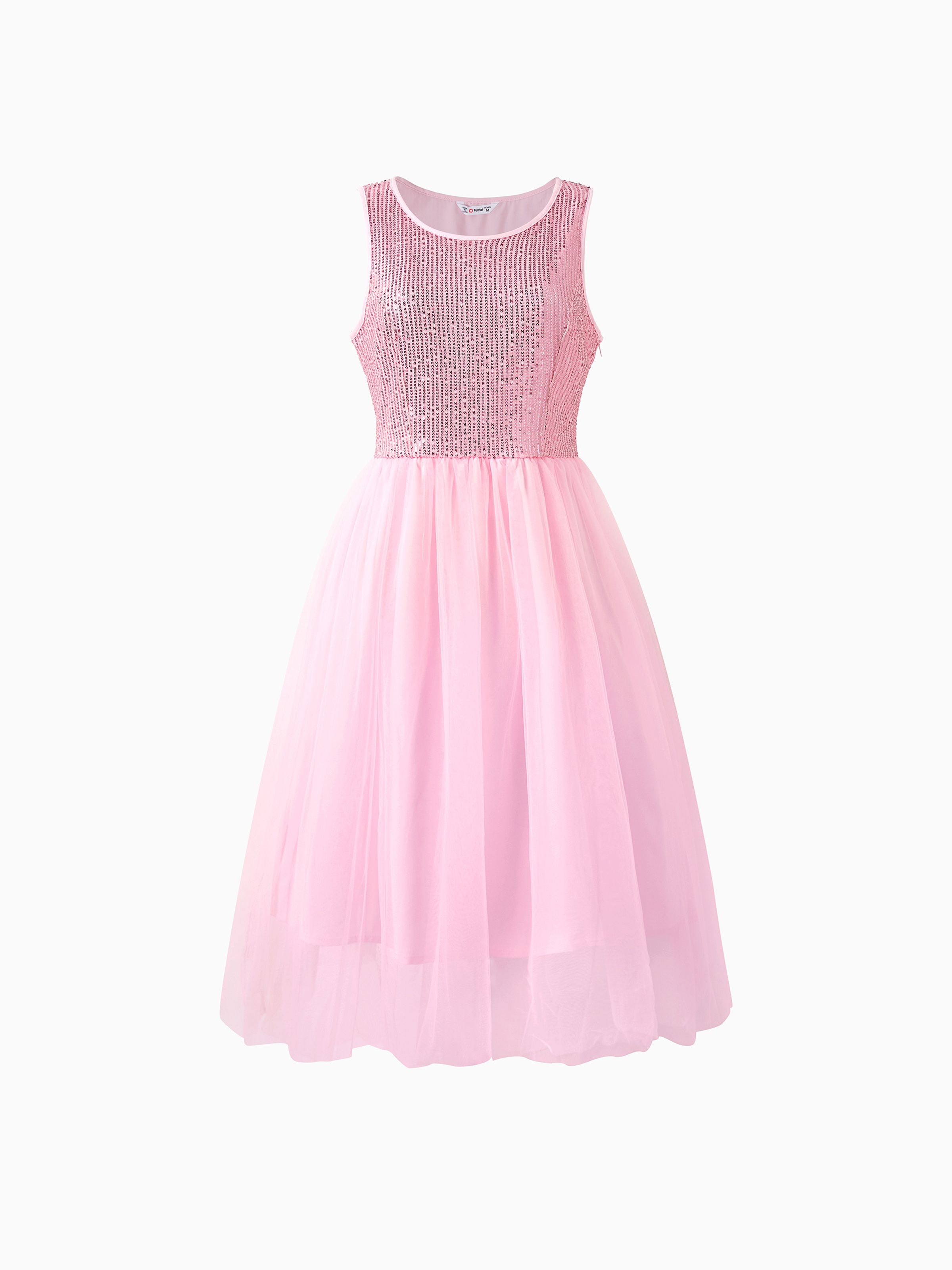 

Family Matching Sets Pink Polo Shirt or Sleeveless Sequined Tulle Dress