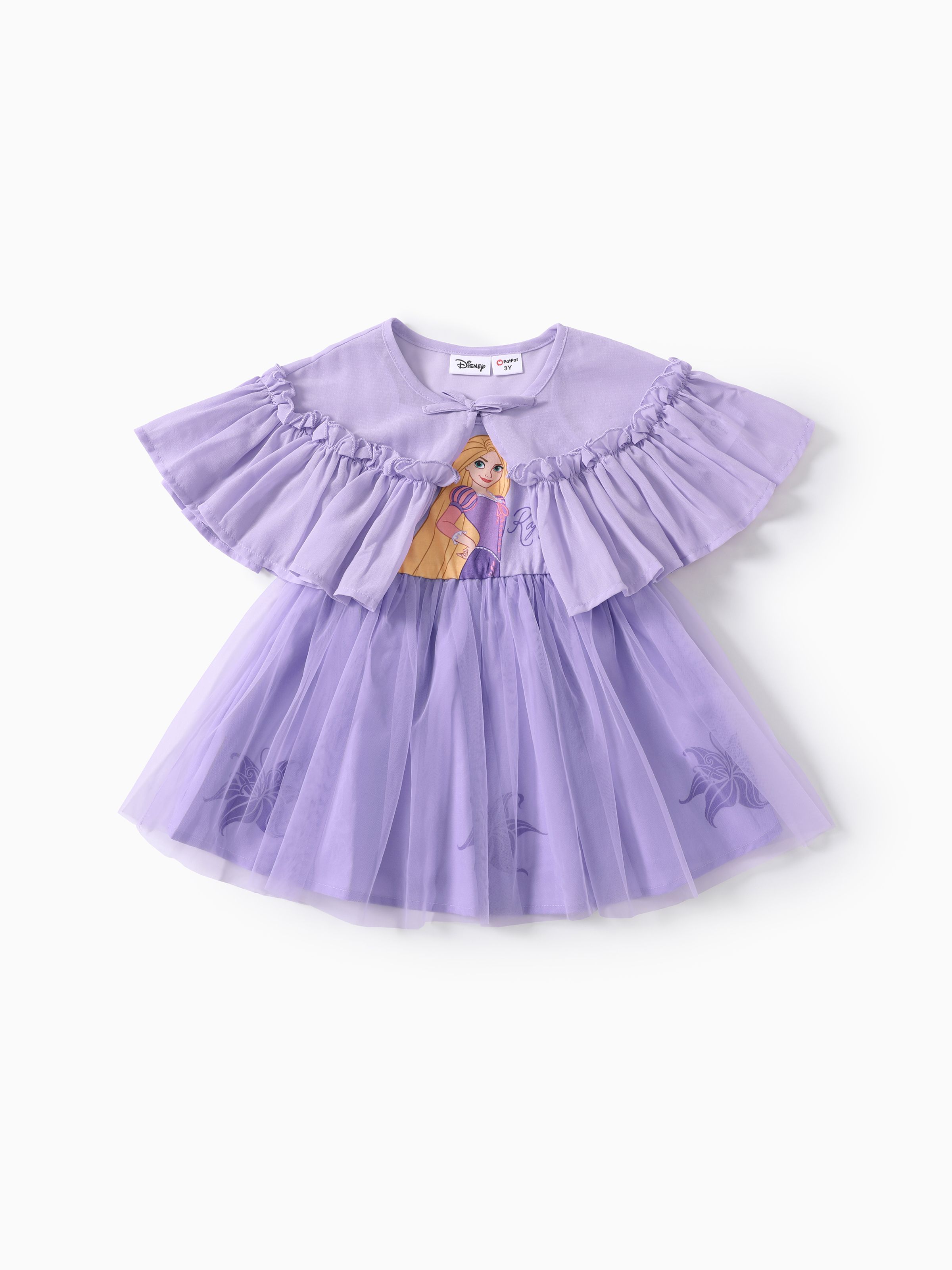 

Disney Princess Toddler Girls Ariel/Snow White/Rapunzel/Tiana 2pcs Naia™ Character Print Mesh Dress with Sheer Cloak Set